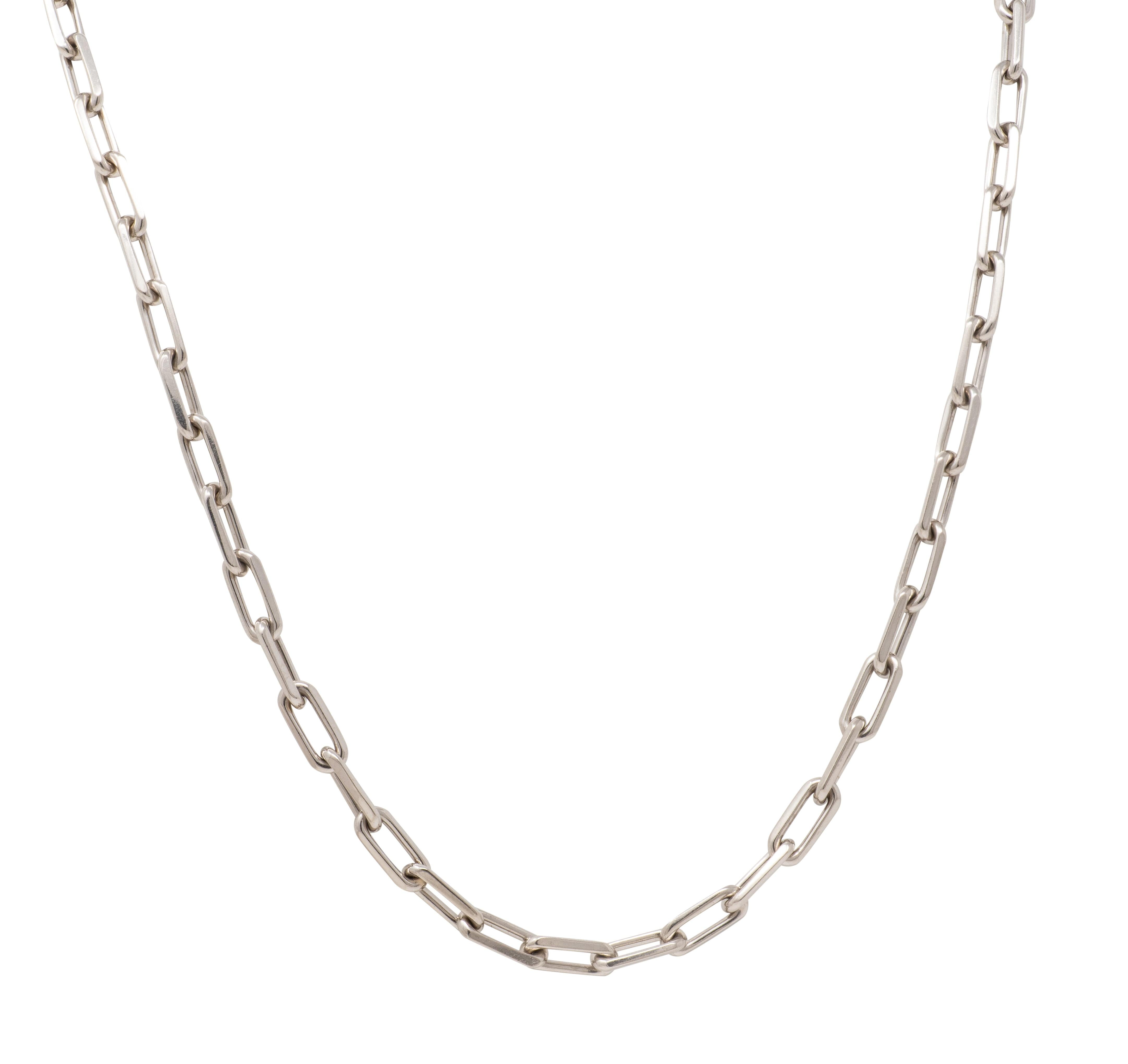 Cartier 2010's 18 Karat White Gold Paperclip Link Unisex Chain Necklace