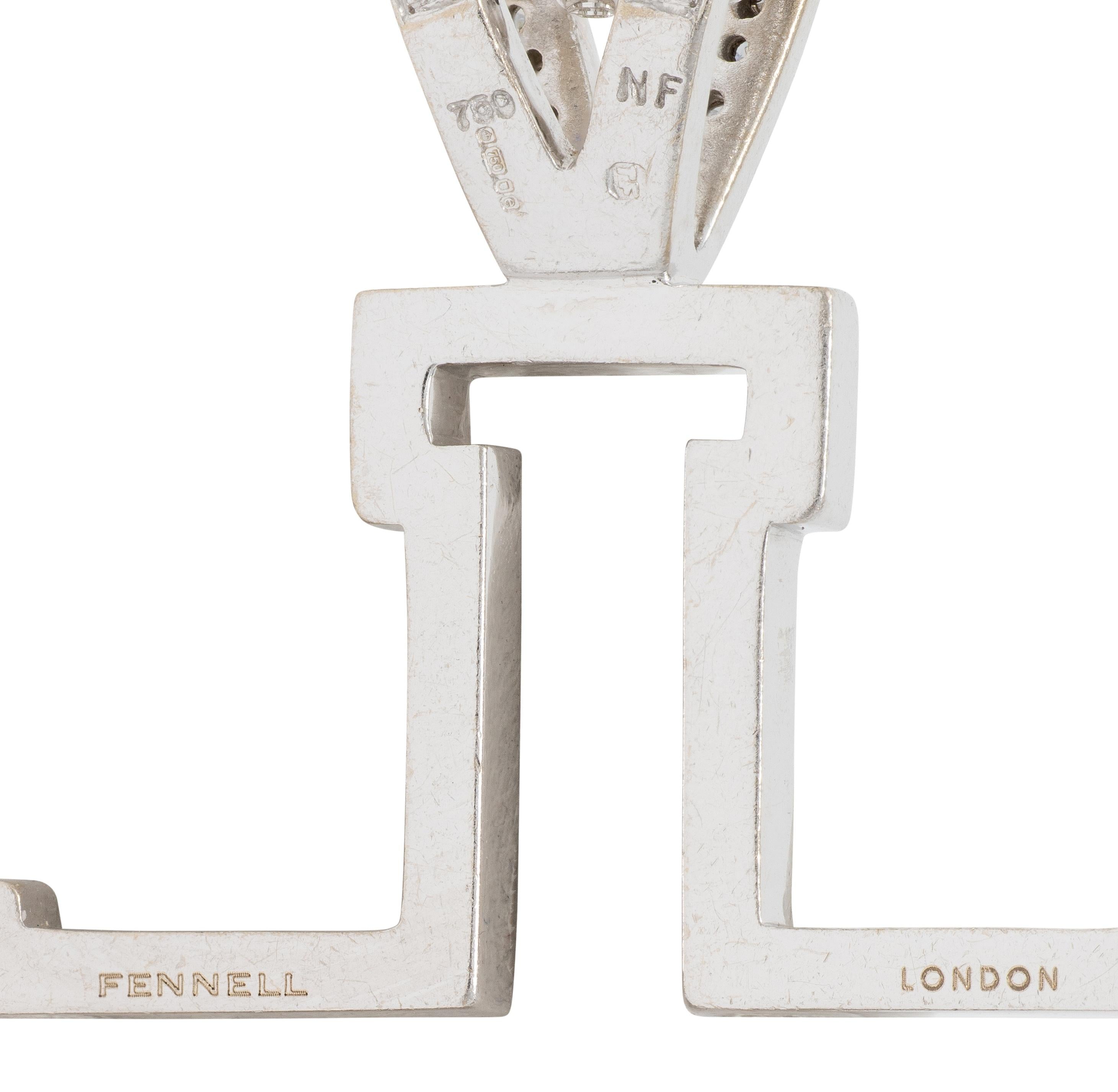 Theo Fennell Contemporary Diamond 18 Karat White Gold Cross Pendant Necklace