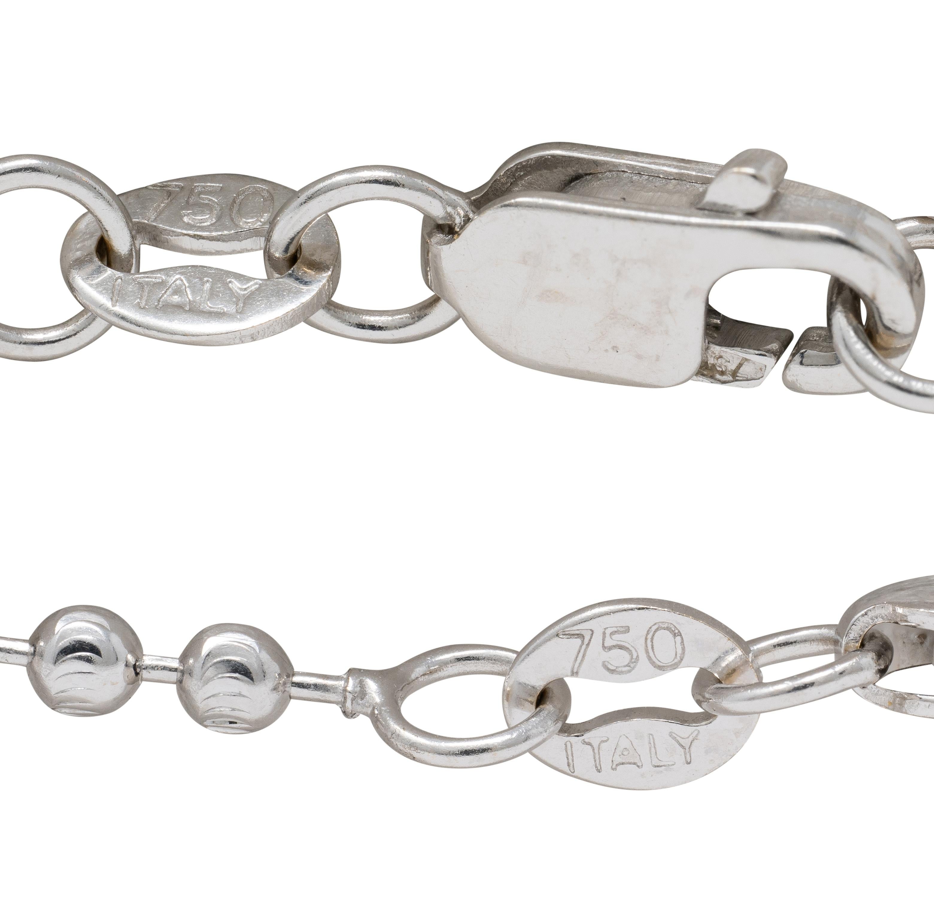 Theo Fennell Contemporary Diamond 18 Karat White Gold Cross Pendant Necklace