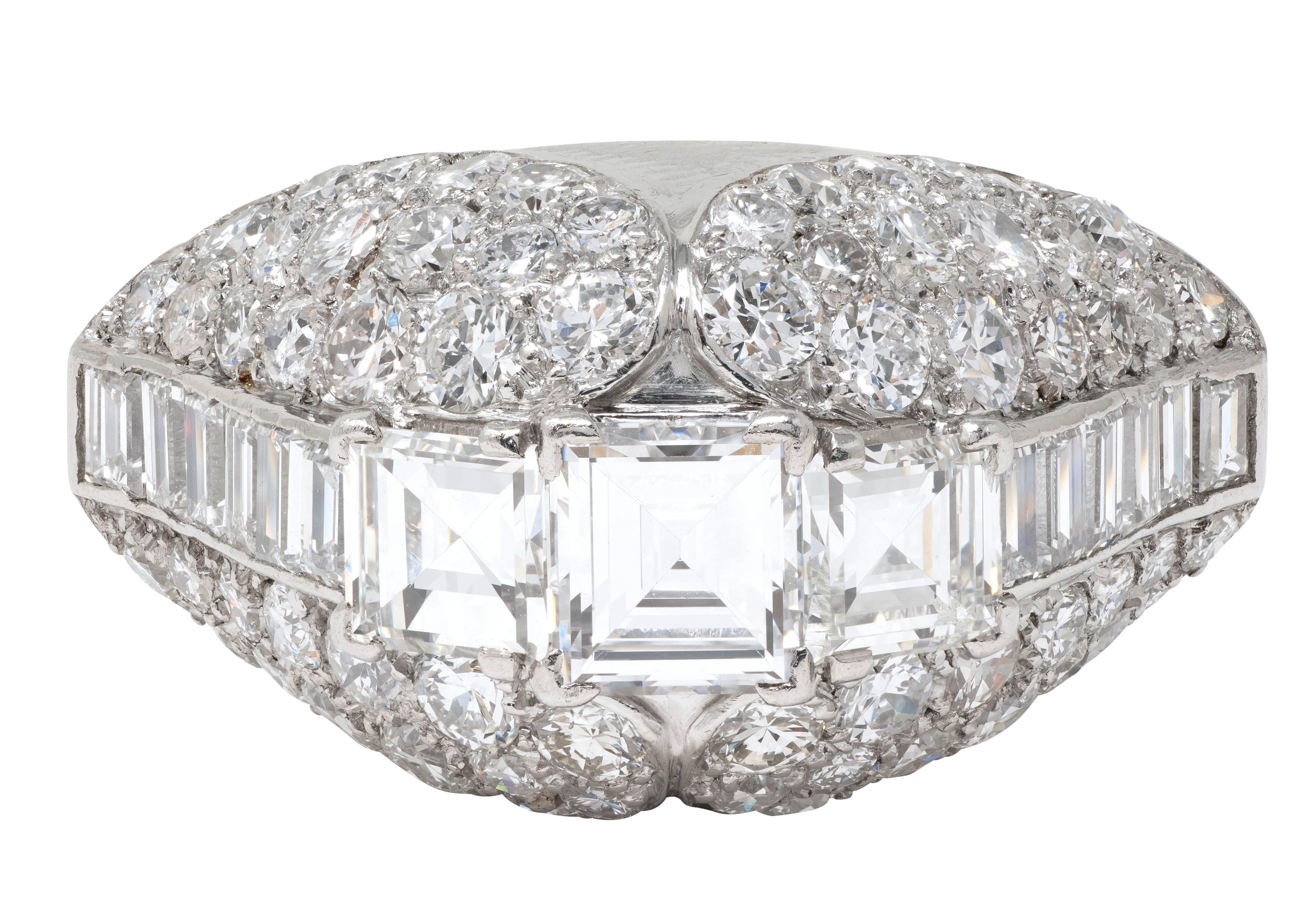 Cartier Paris Art Deco Diamond Platinum Vintage 1930's French Bombé Ring