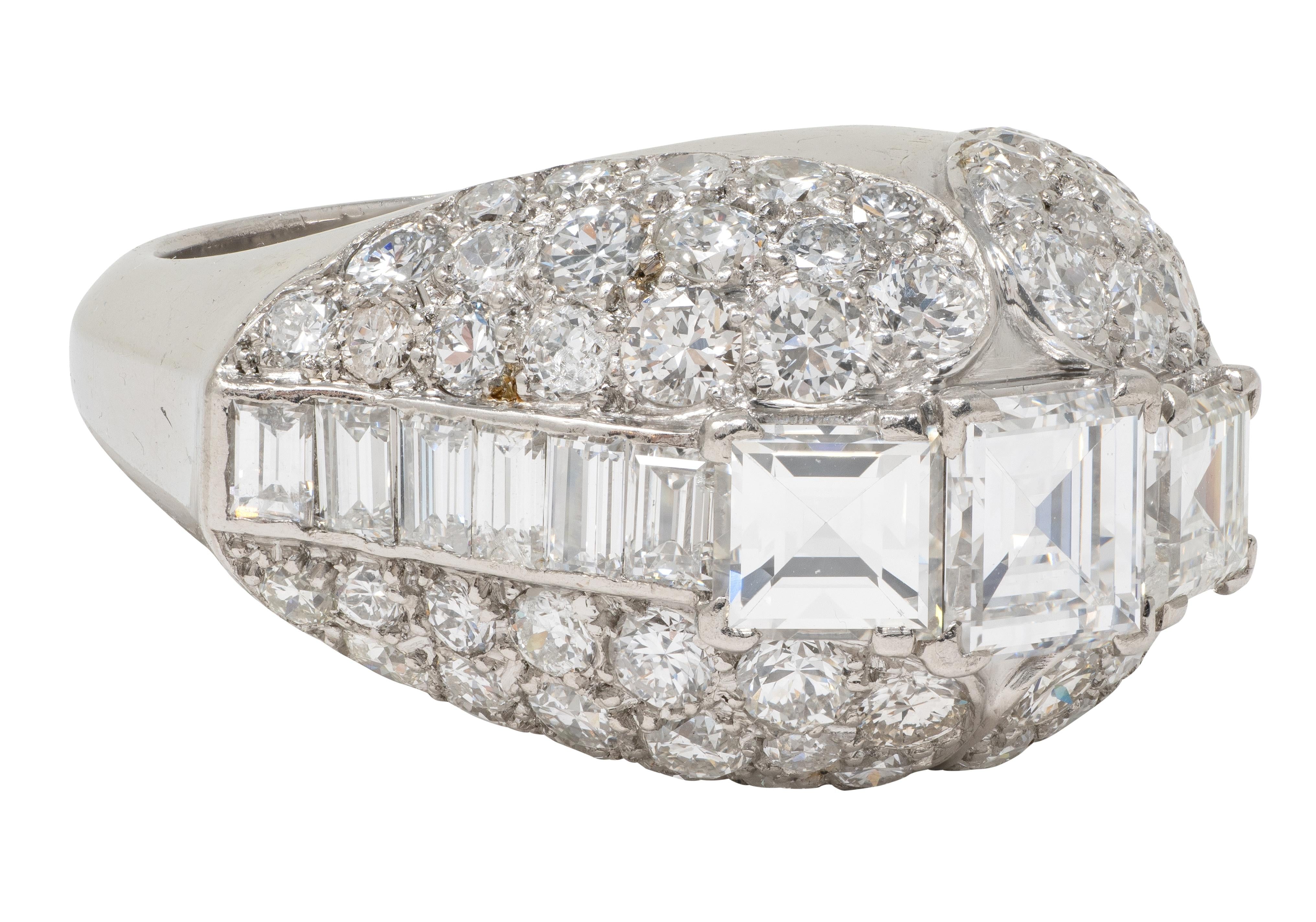 Cartier Paris Art Deco Diamond Platinum Vintage 1930's French Bombé Ring
