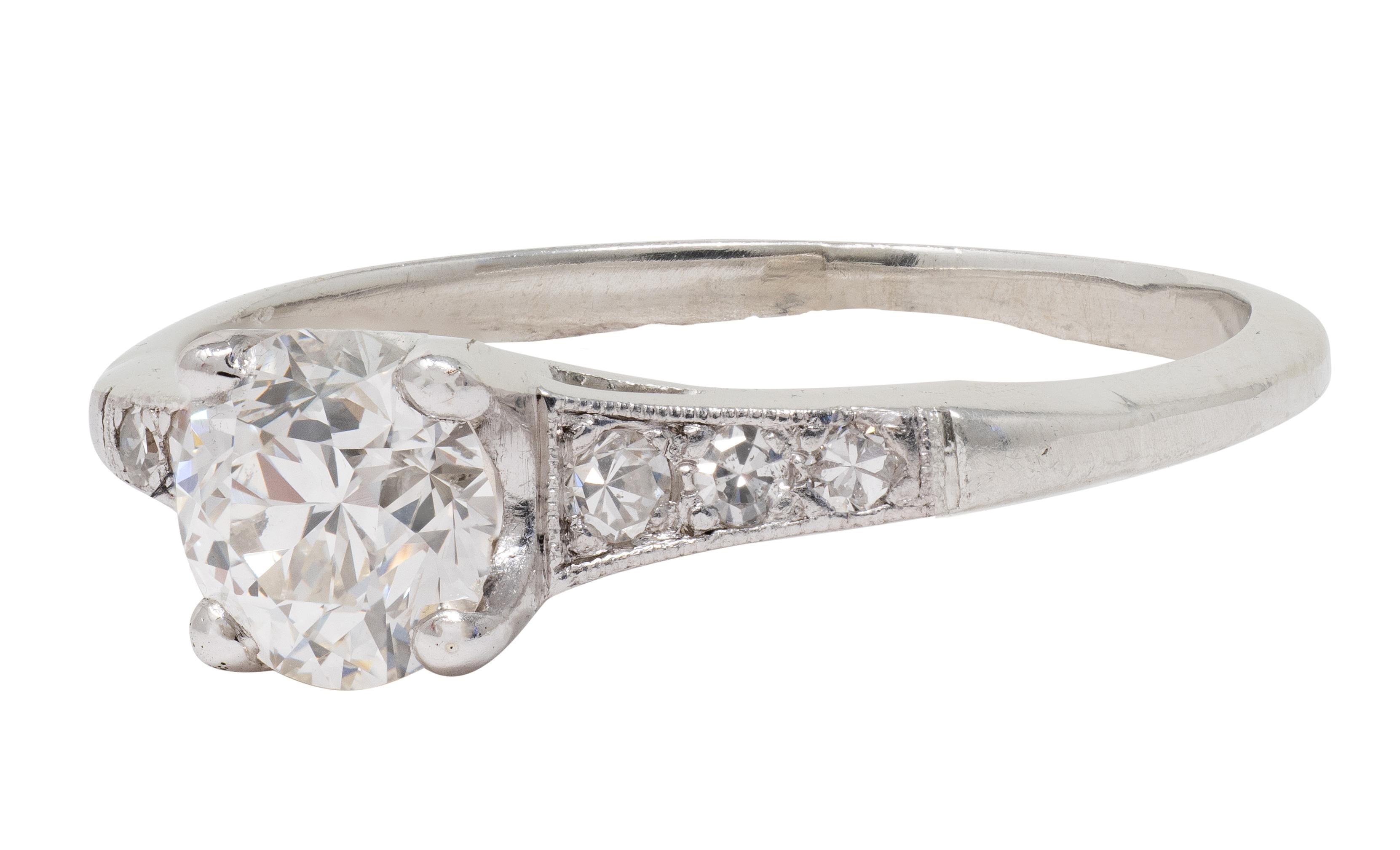 Mid-Century 0.78 CTW Diamond Platinum Vintage Seven Stone Engagement Ring