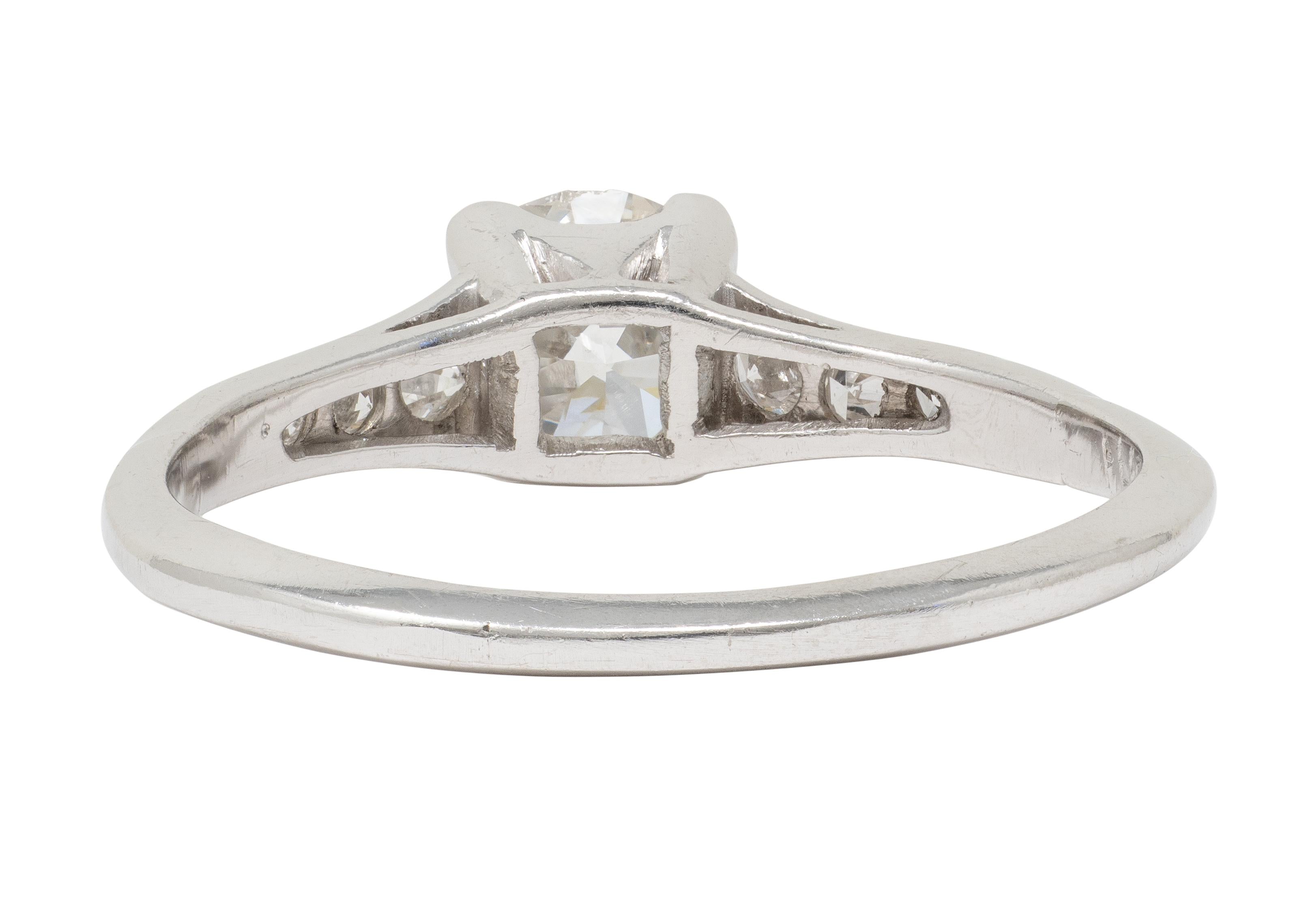 Mid-Century 0.78 CTW Diamond Platinum Vintage Seven Stone Engagement Ring