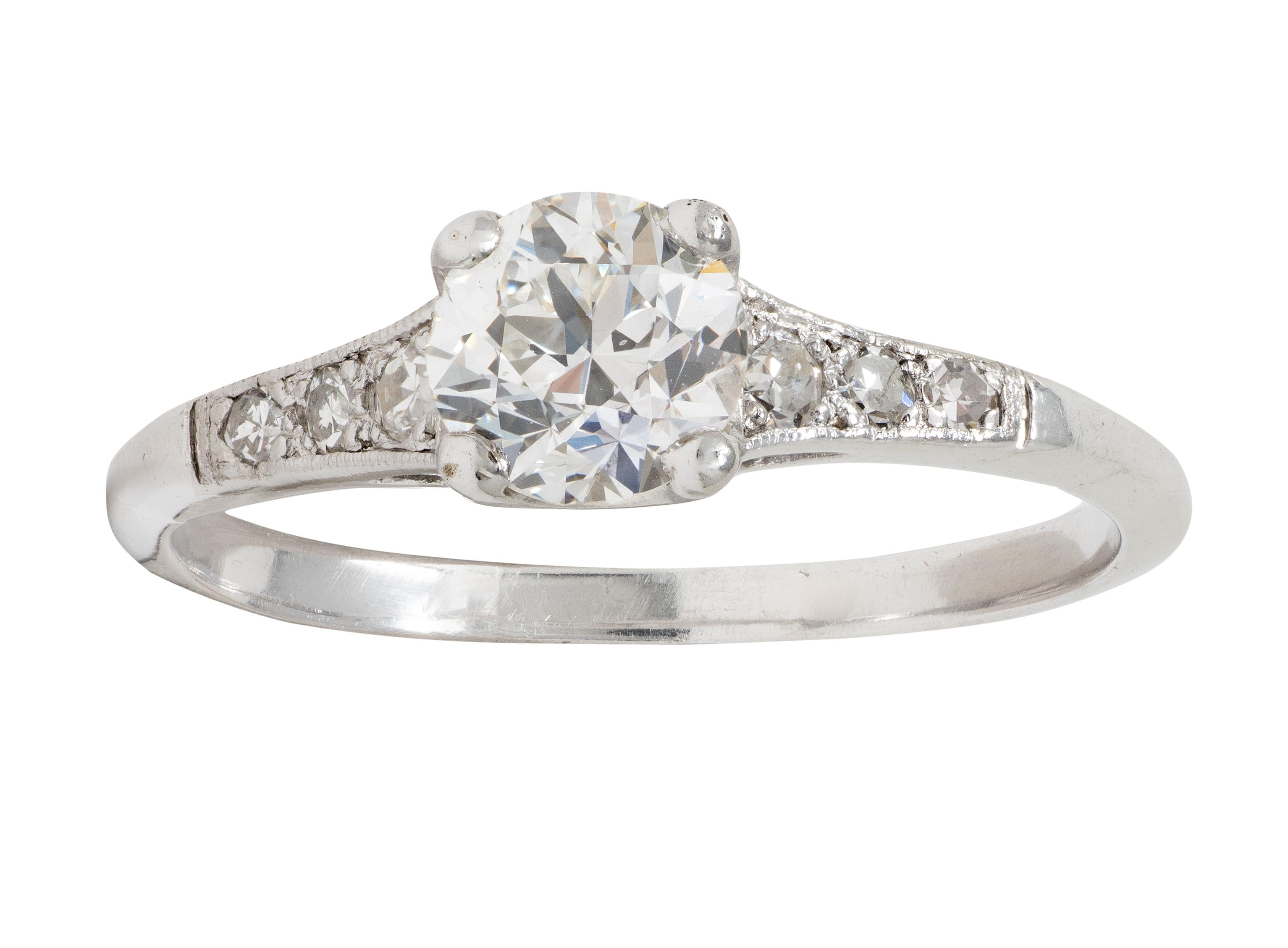 Mid-Century 0.78 CTW Diamond Platinum Vintage Seven Stone Engagement Ring