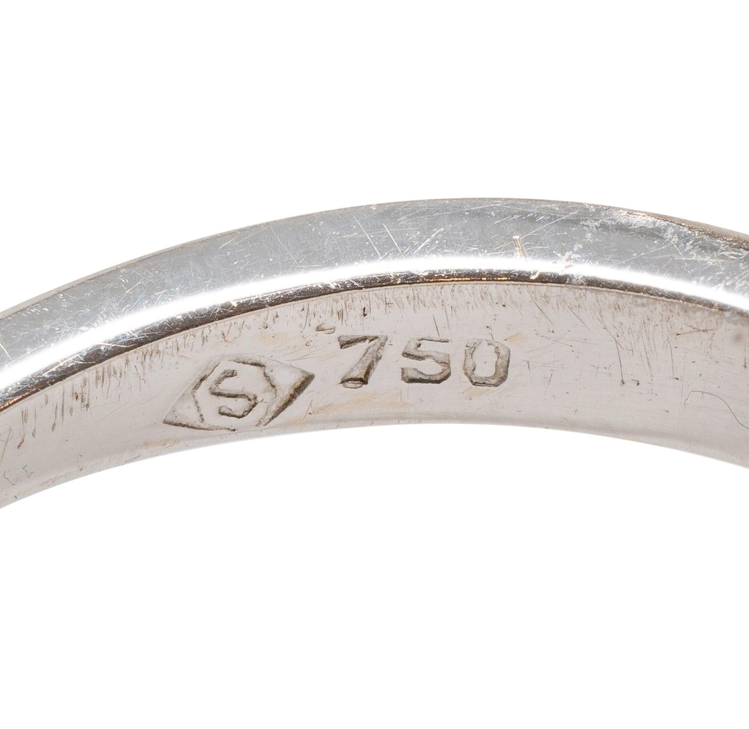 H. Stern 1950's Orange Topaz Diamond 18 Karat White Gold Vintage Fanning Ring