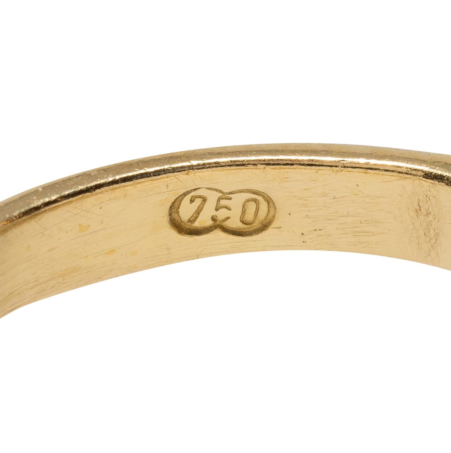 1980's Opal Diamond 18 Karat Yellow White Gold Triangular Vintage Halo Ring