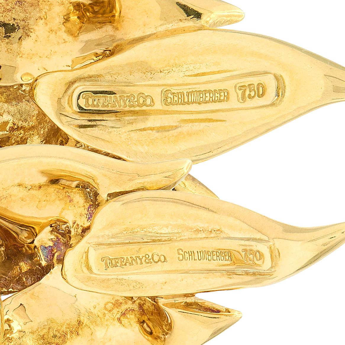 Tiffany & Co. Schlumberger Diamond Enamel Platinum 18K Gold Flame Earrings