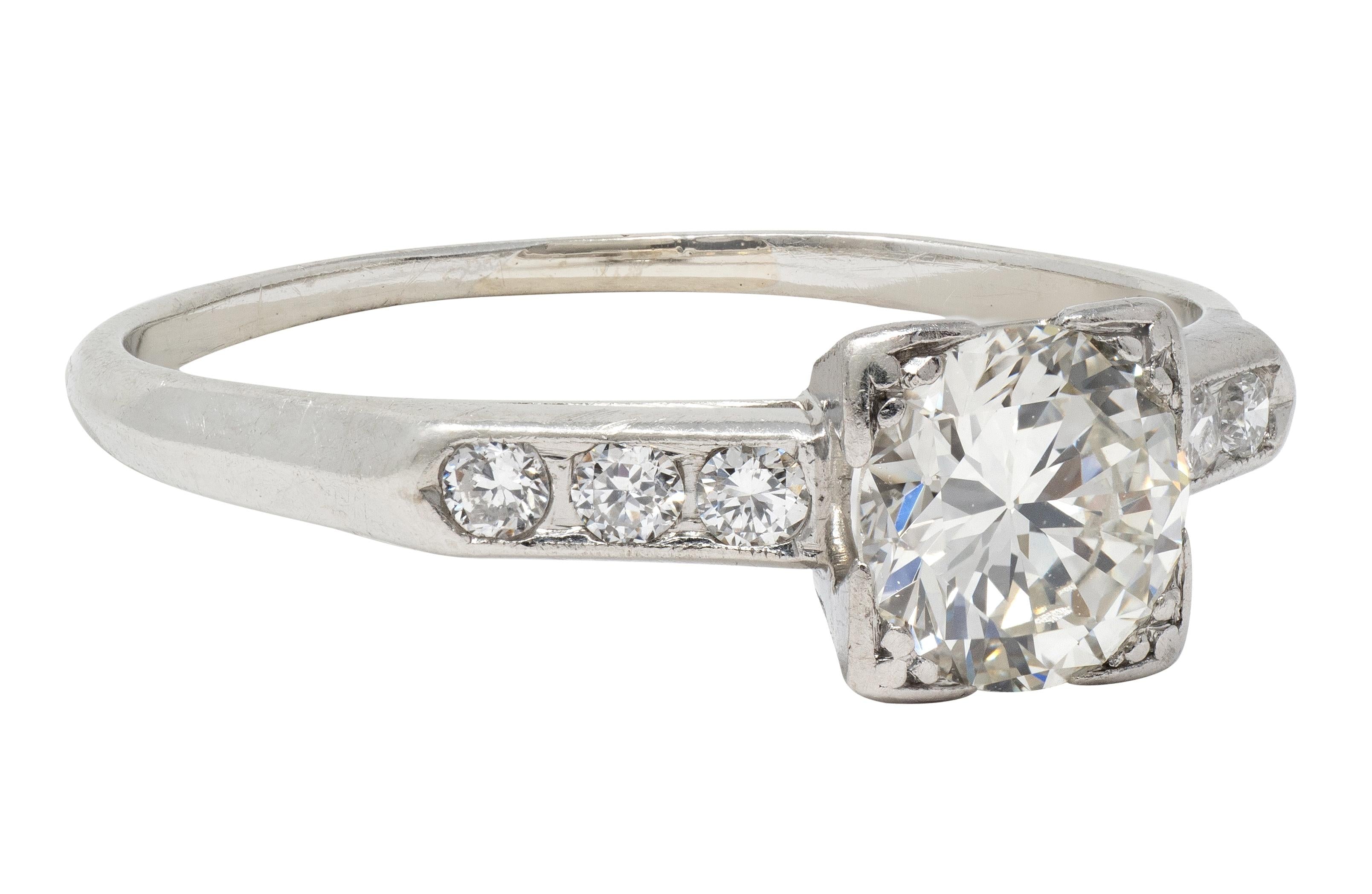 Mid-Century 0.84 CTW Transitional Diamond Platinum Vintage Engagement Ring