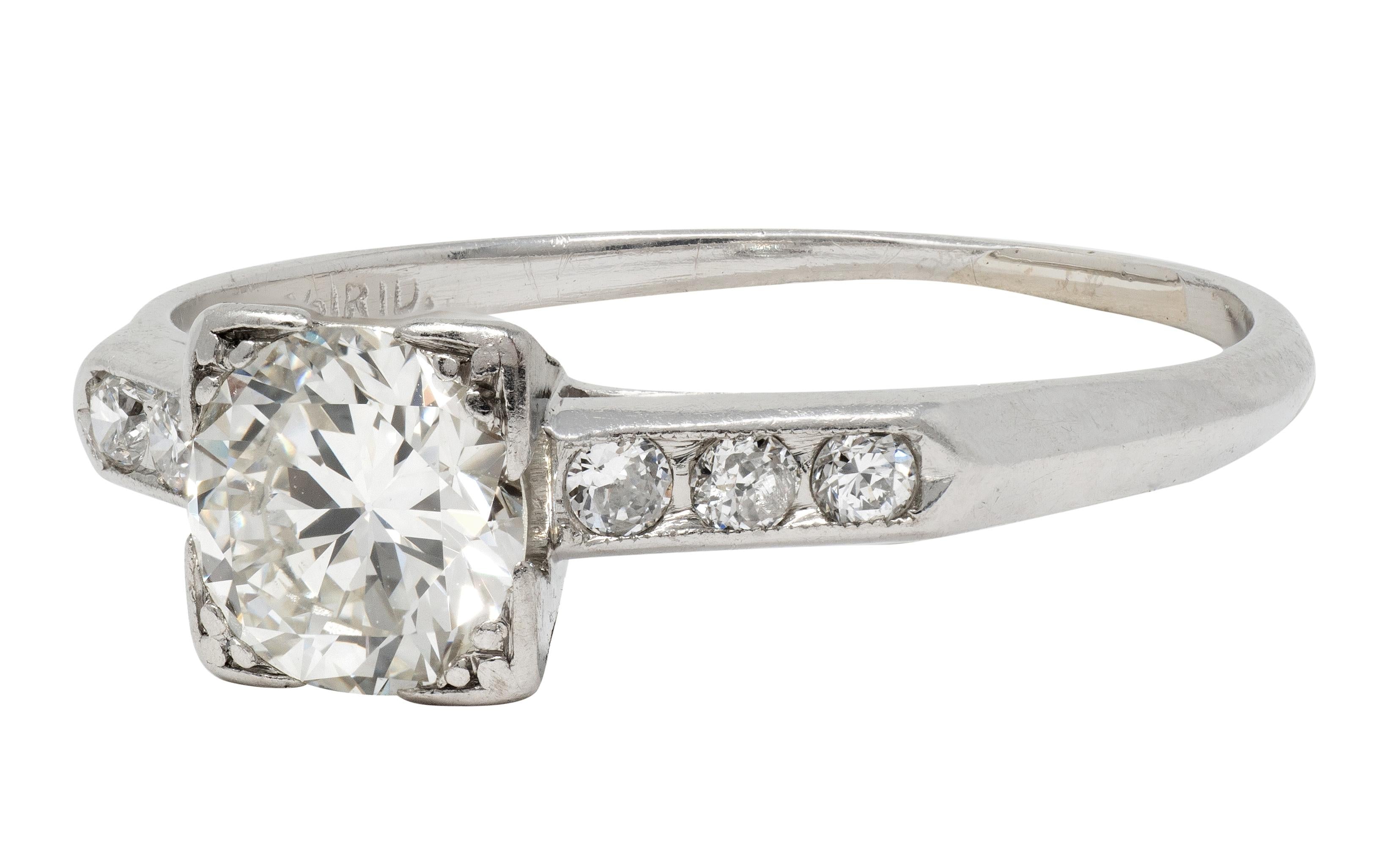 Mid-Century 0.84 CTW Transitional Diamond Platinum Vintage Engagement Ring