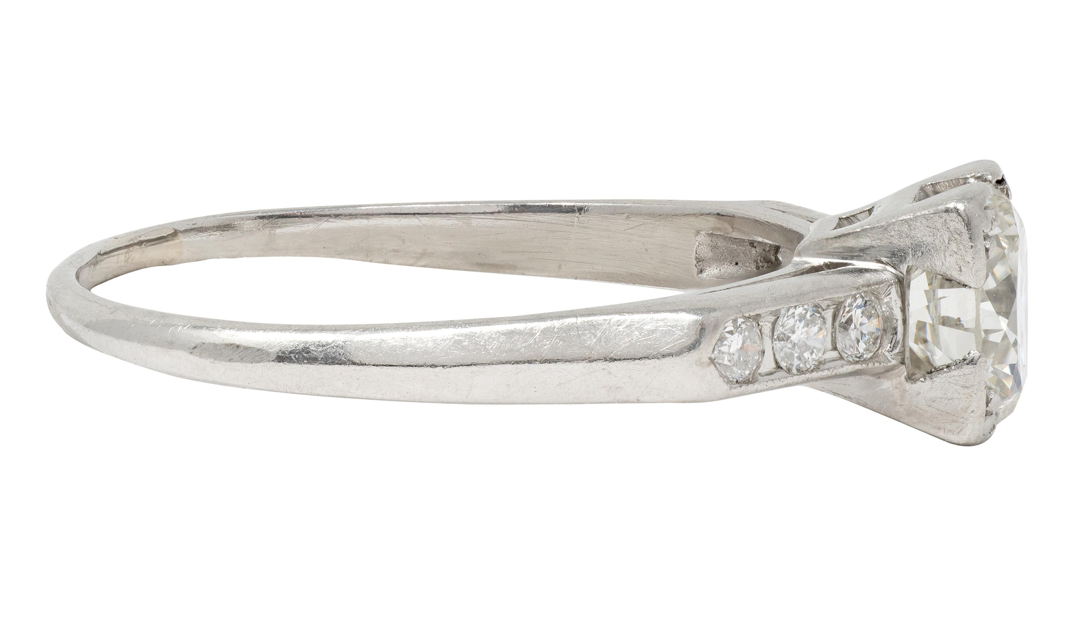 Mid-Century 0.84 CTW Transitional Diamond Platinum Vintage Engagement Ring