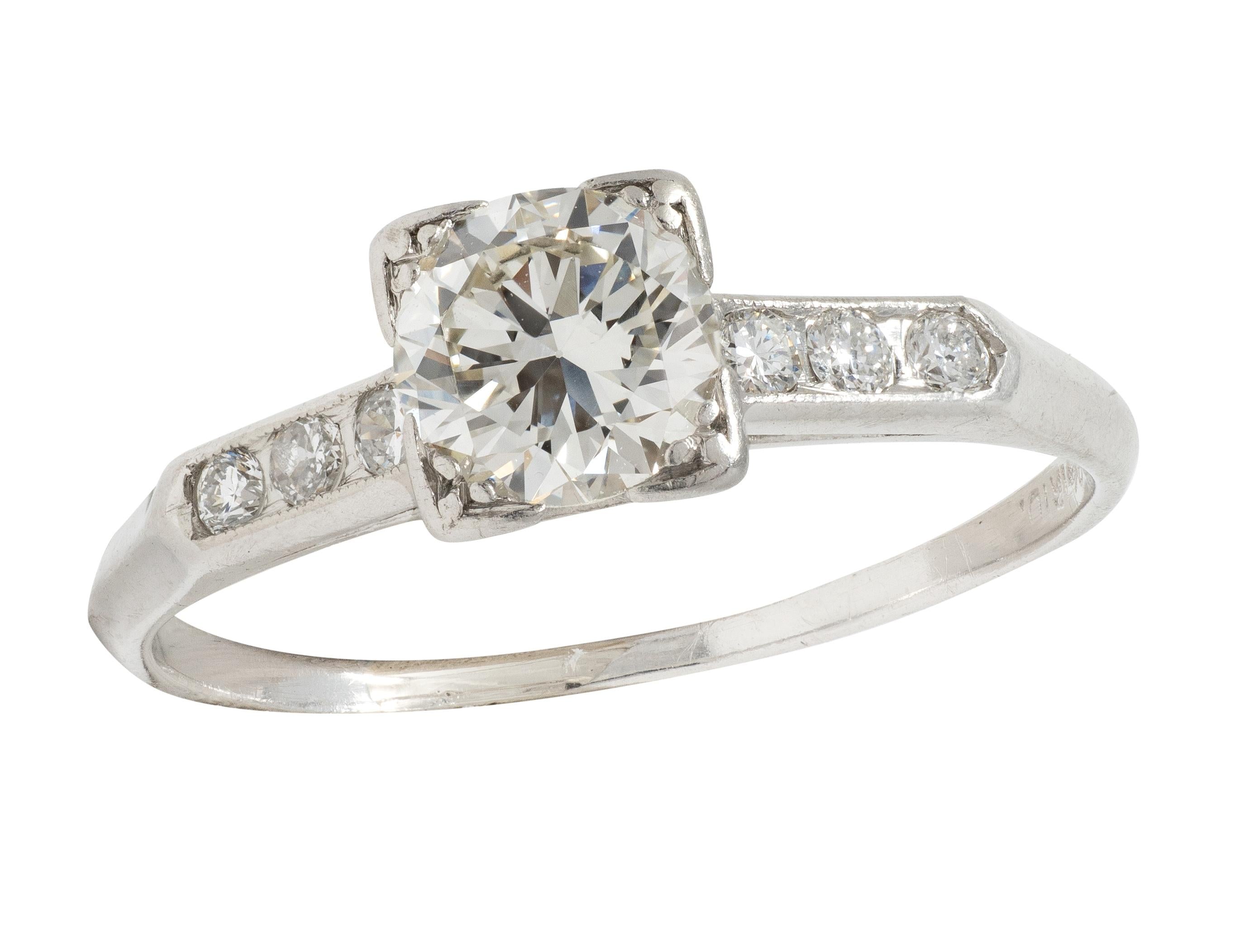 Mid-Century 0.84 CTW Transitional Diamond Platinum Vintage Engagement Ring