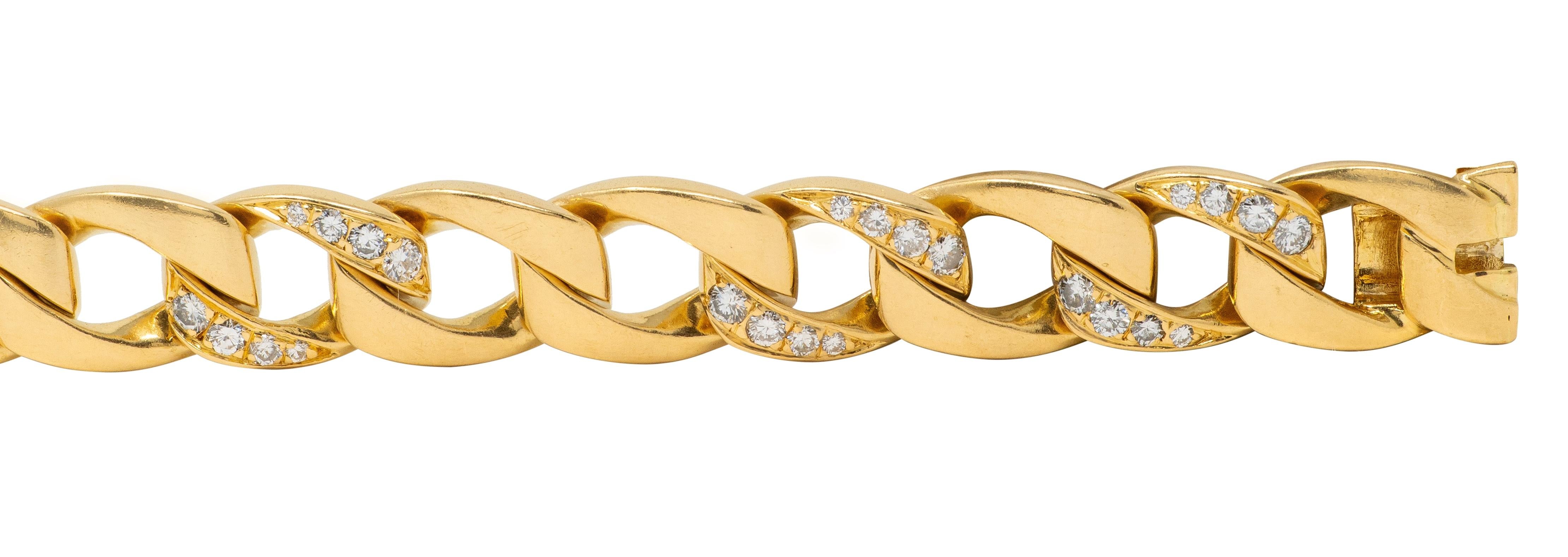 Cartier Paris Georges LEnfant Diamond 18K Gold Vintage Curb Link Unisex Bracelet