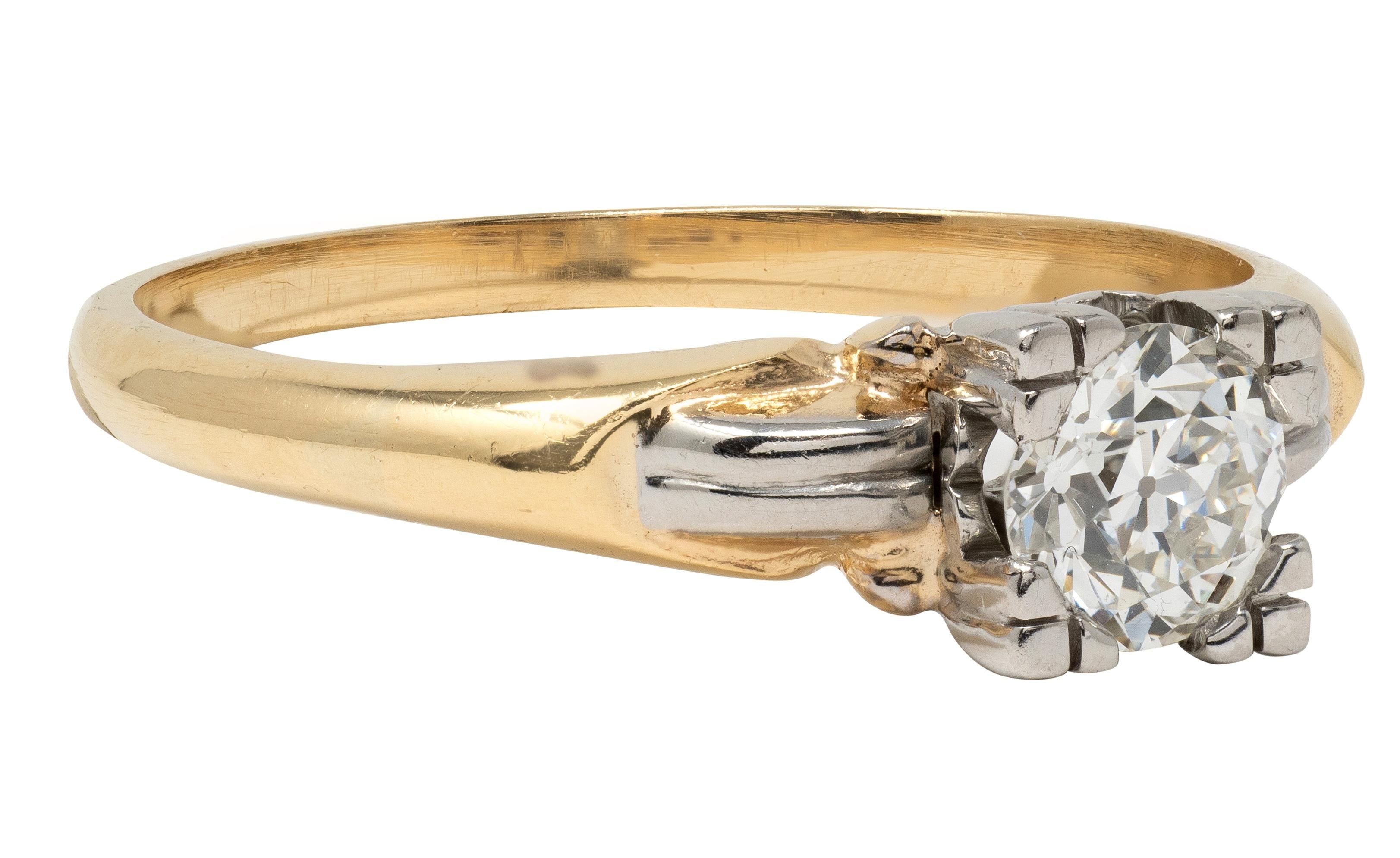 Retro 0.43 CT Diamond 14 Karat Gold Vintage Heart Solitaire Engagement Ring