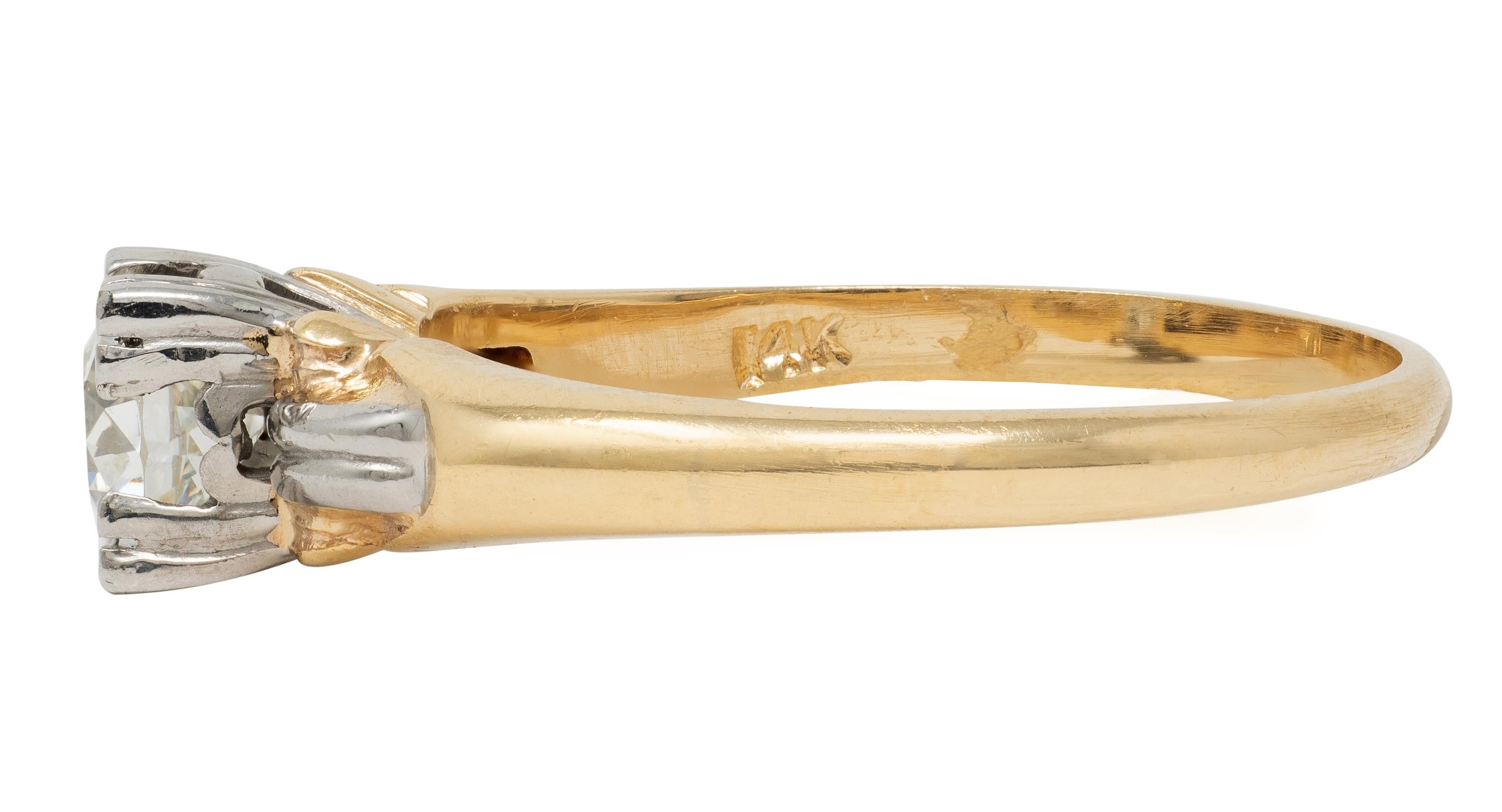 Retro 0.43 CT Diamond 14 Karat Gold Vintage Heart Solitaire Engagement Ring