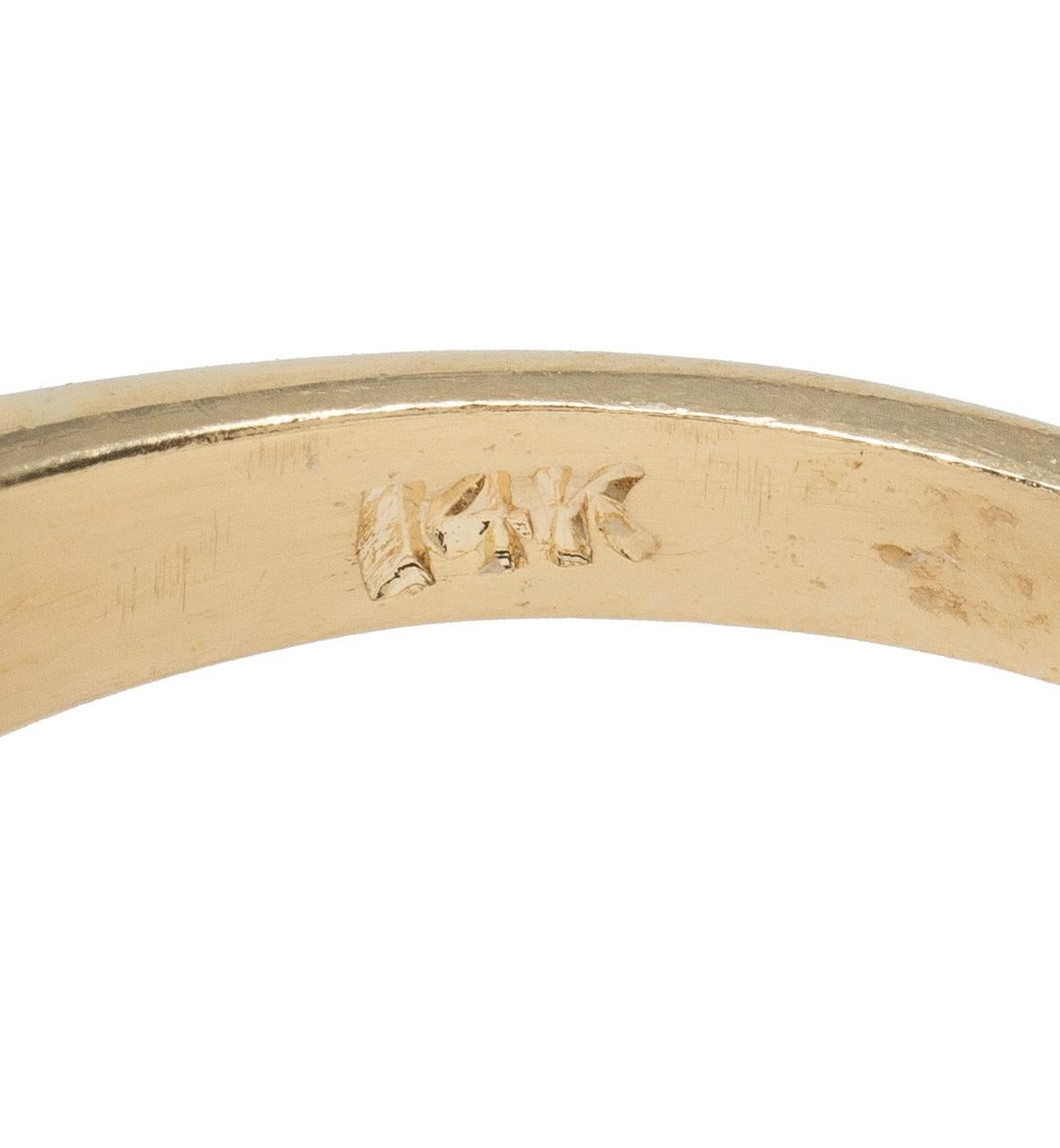 Retro 0.43 CT Diamond 14 Karat Gold Vintage Heart Solitaire Engagement Ring