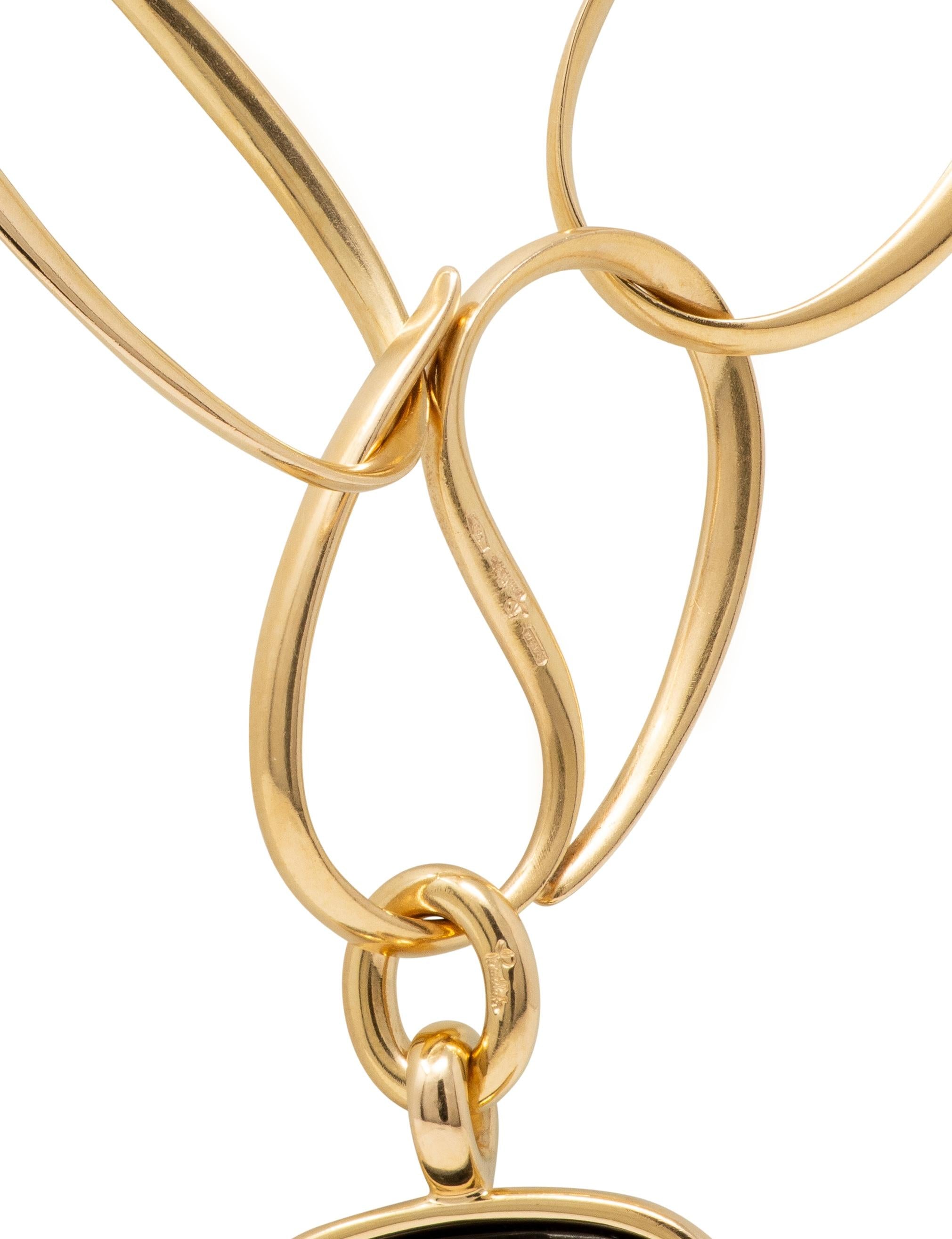 Pomellato 2000's Black Jade 18 Karat Yellow Gold Capri Pendant Necklace