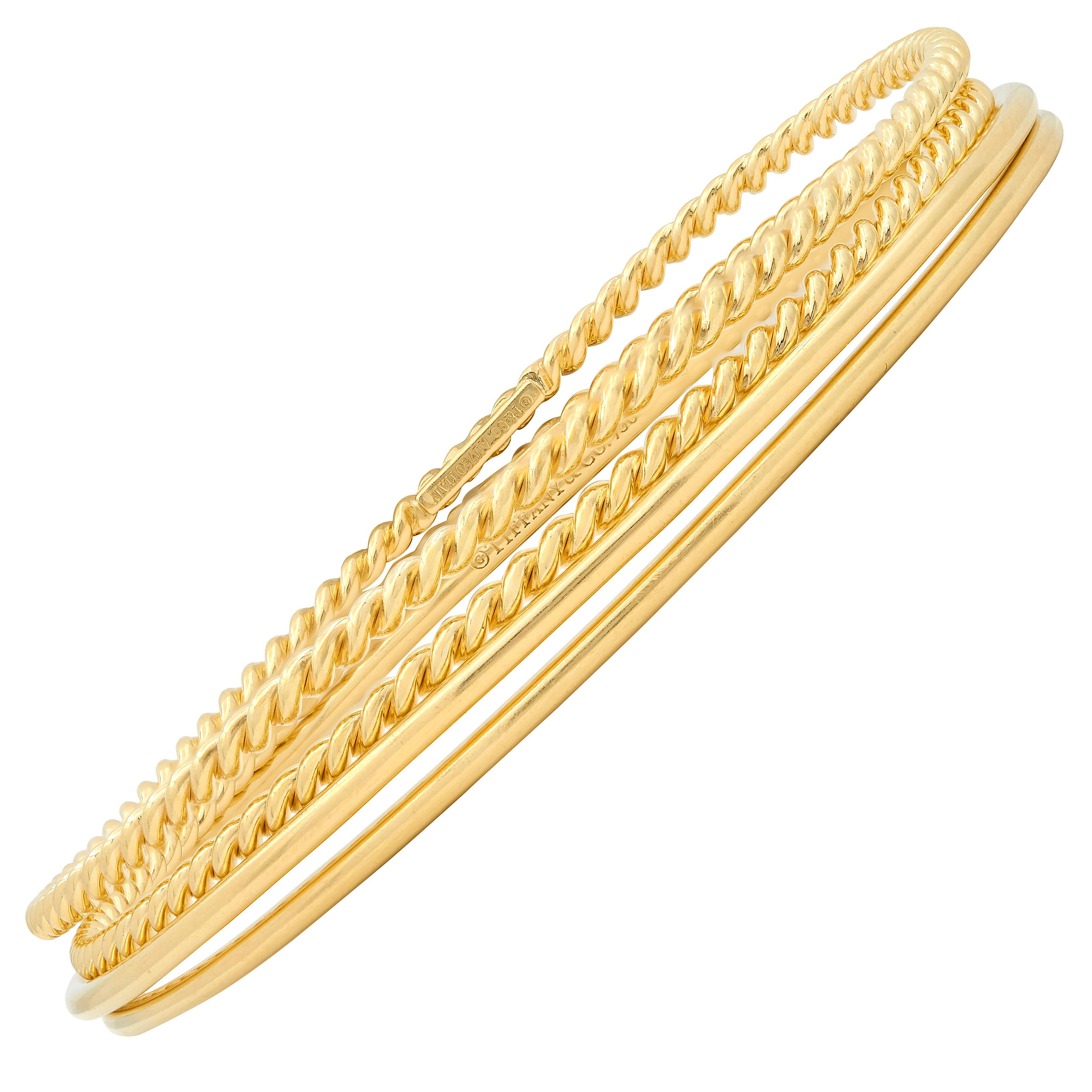 Tiffany & Co. 2000's 18 Karat Yellow Gold Set Of Bangle Bracelets