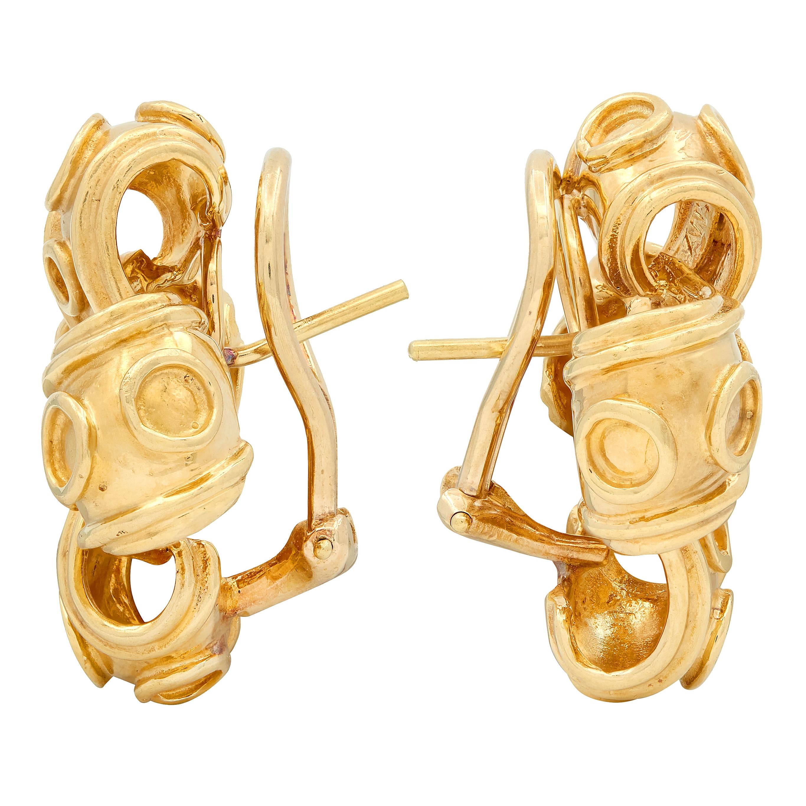 Tiffany & Co. 1990's 18 Karat Yellow Gold Vintage Ribbon Knot Earrings