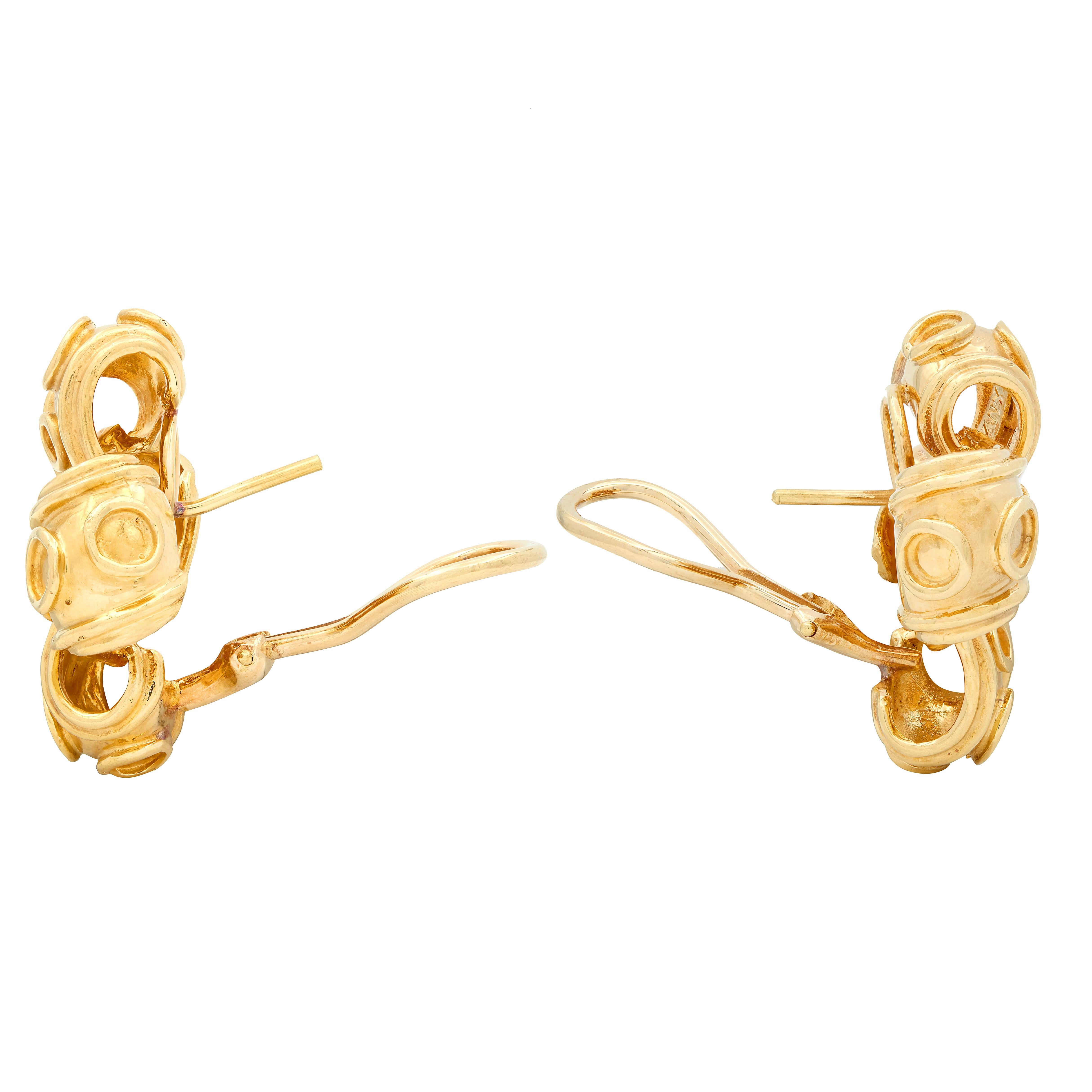 Tiffany & Co. 1990's 18 Karat Yellow Gold Vintage Ribbon Knot Earrings