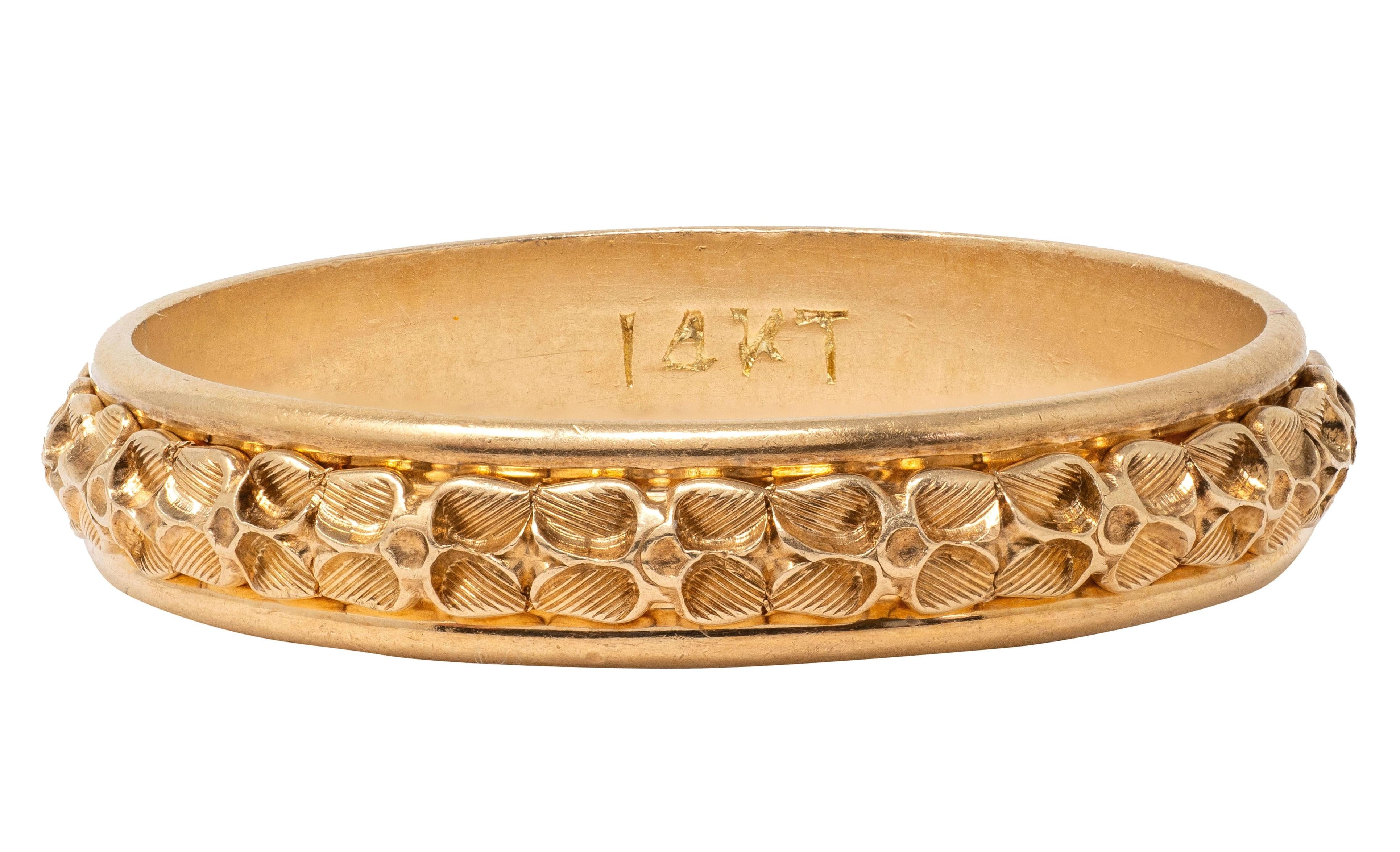 Art Deco 14 Karat Yellow Gold Vintage Orange Blossom Wedding Band Ring