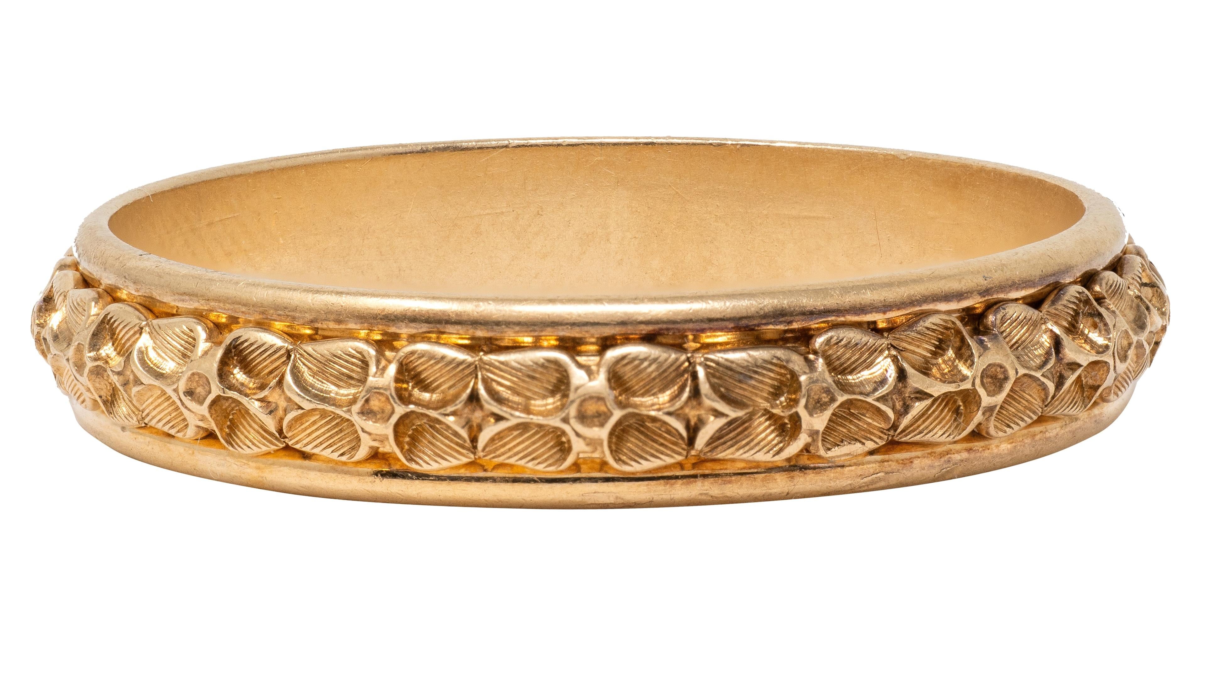 Art Deco 14 Karat Yellow Gold Vintage Orange Blossom Wedding Band Ring