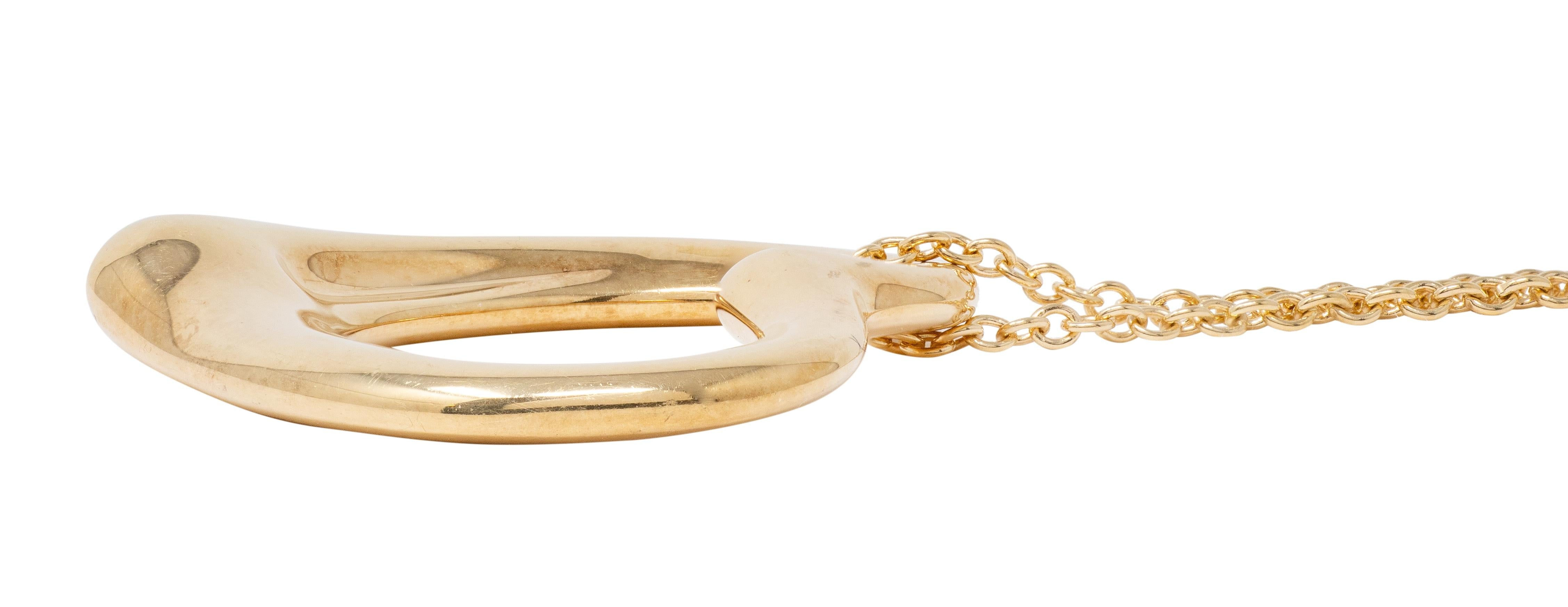 Tiffany & Co. Elsa Peretti 18 Karat Yellow Gold Open Heart Pendant Necklace