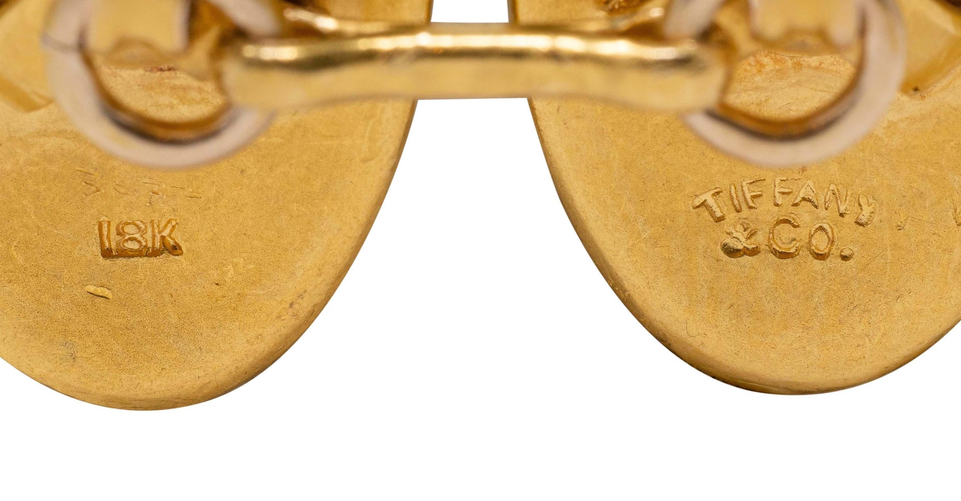 Tiffany & Co. Early Art Deco Sapphire 18K Gold Antique Oval Link Cufflinks