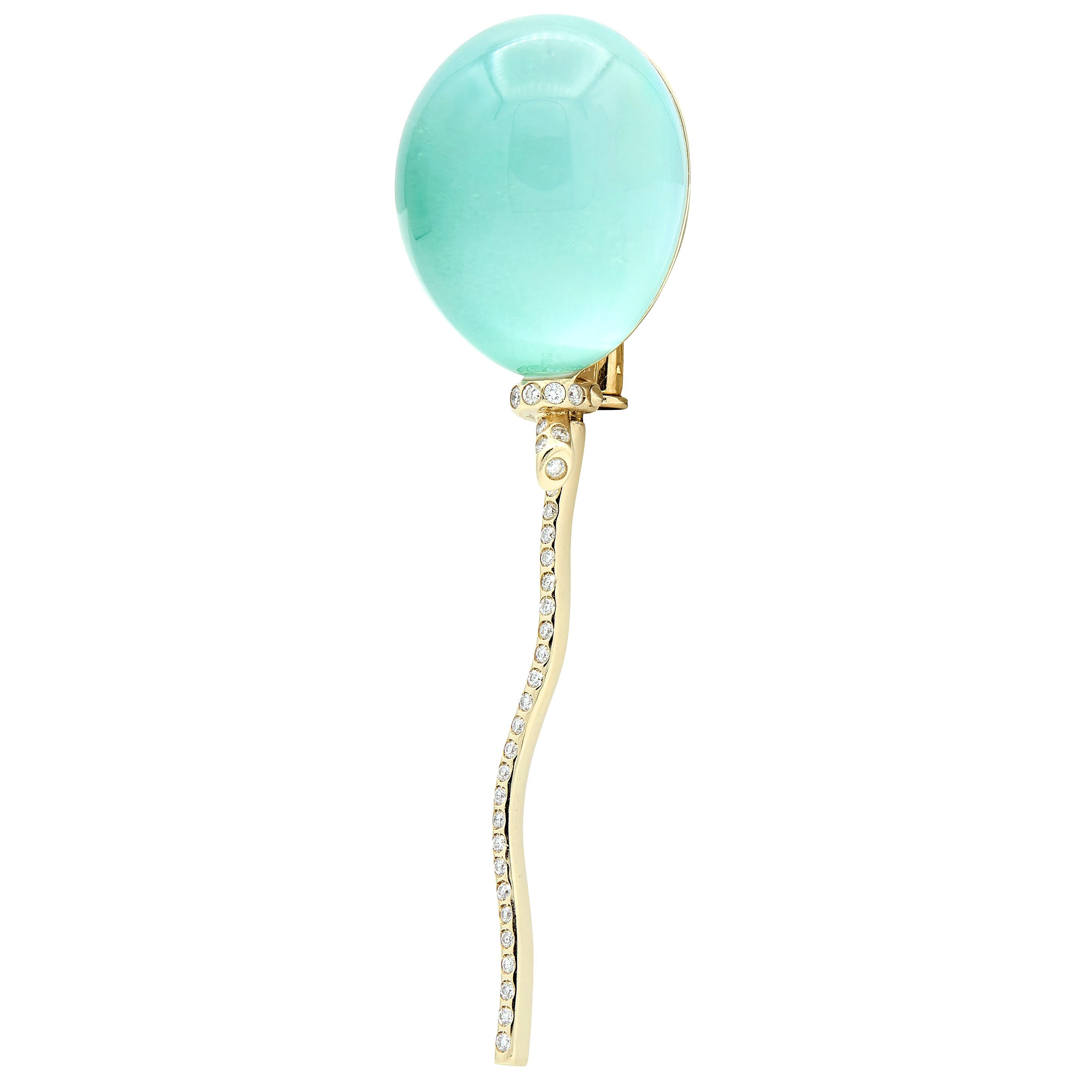 Vhernier Diamond Quartz Mother-of-Pearl 18K Gold Balloon Palloncino Brooch