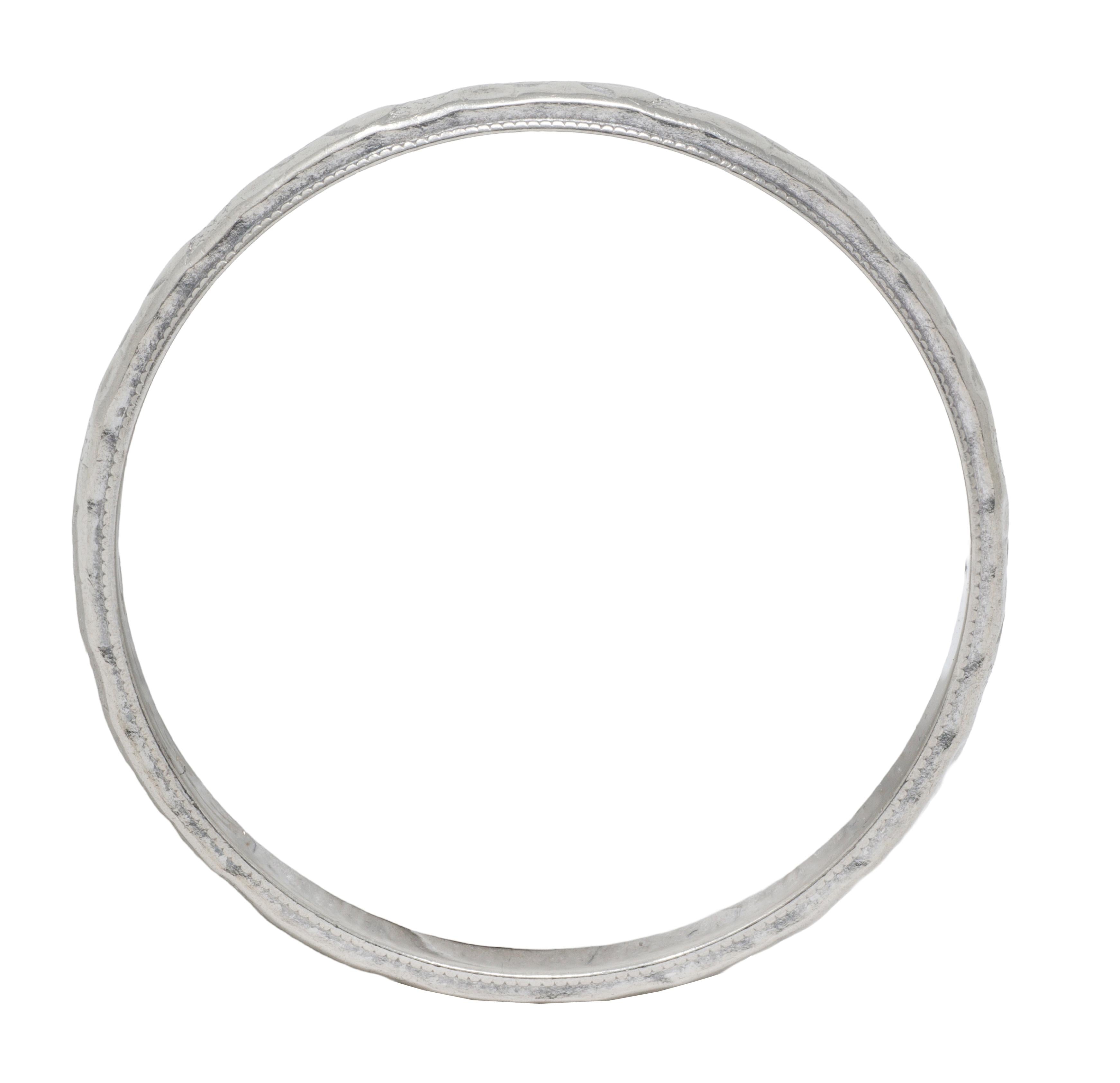 Art Deco 1933 18 Karat White Gold Vintage Pansy Wedding Band Ring