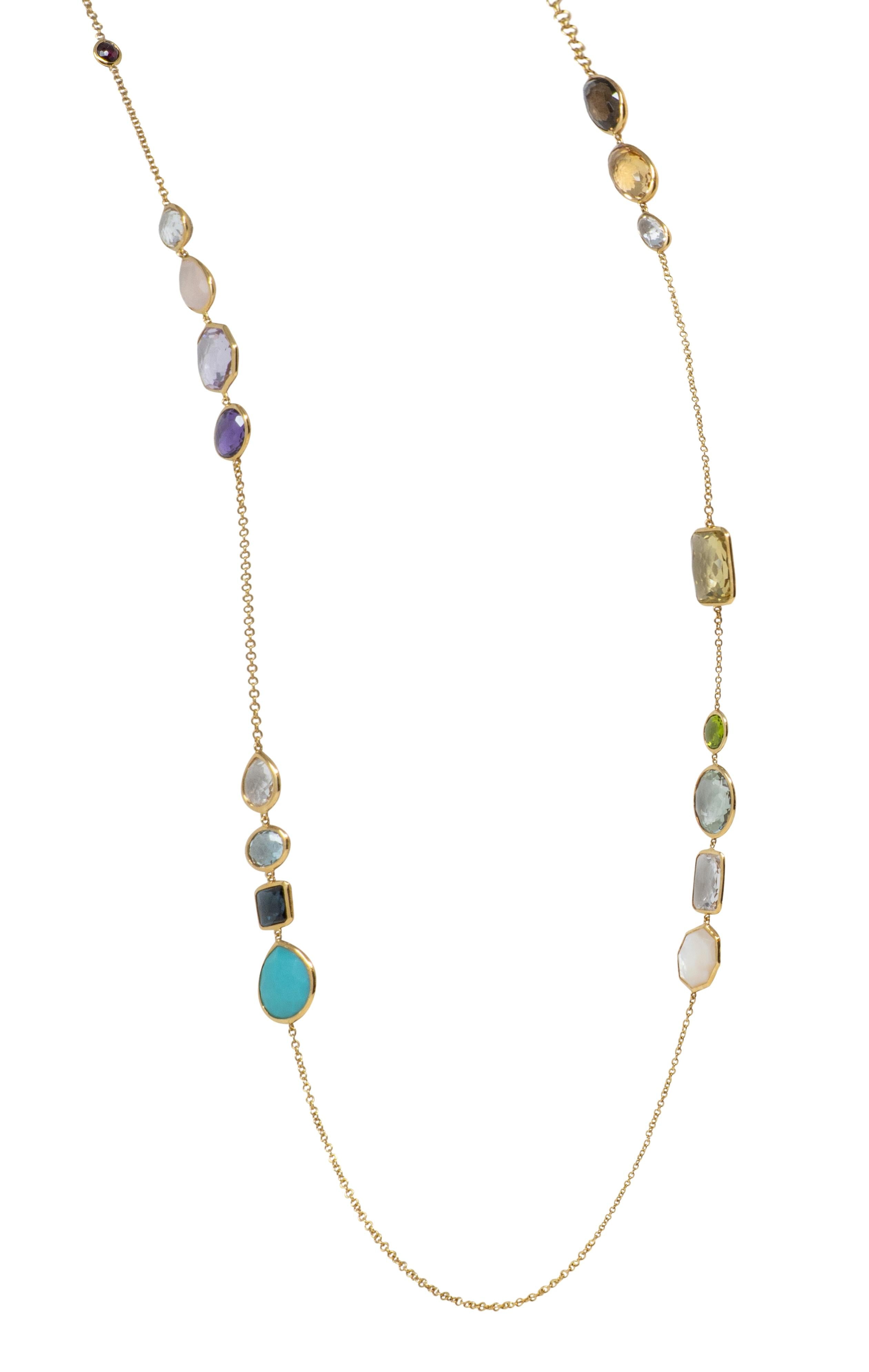 Ippolita 2000's Multi-Gem 18 Karat Yellow Gold Lollipop Station Necklace