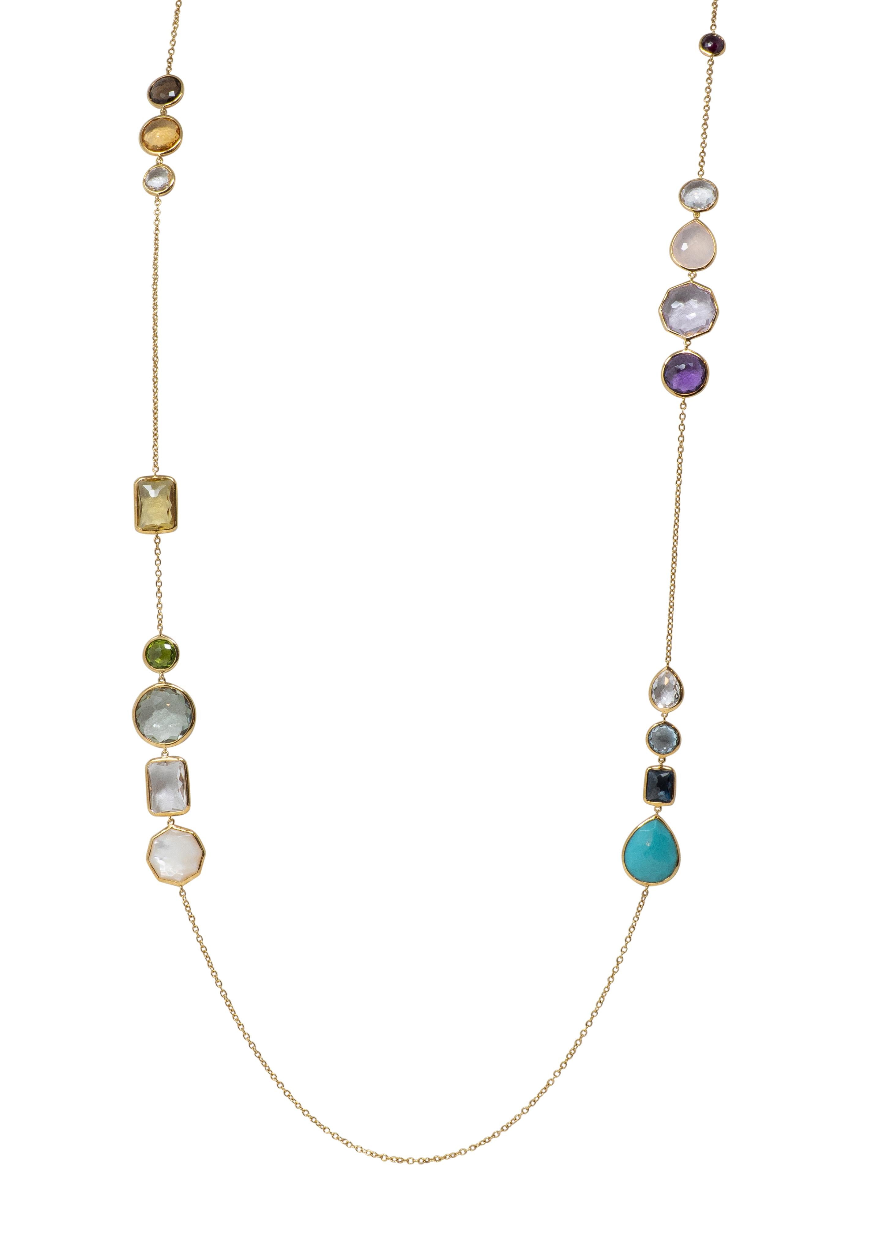 Ippolita 2000's Multi-Gem 18 Karat Yellow Gold Lollipop Station Necklace