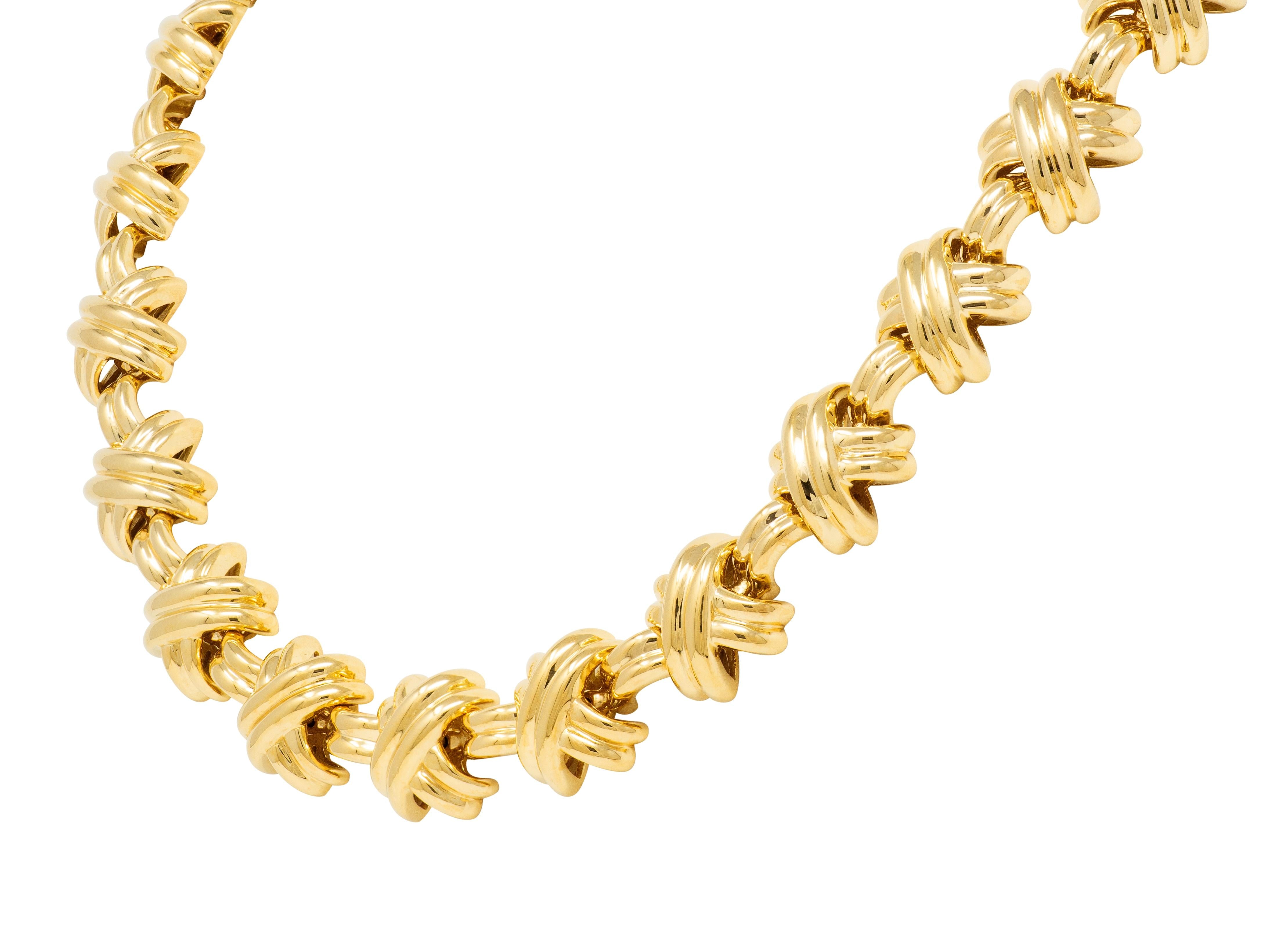Tiffany & Co. 1992 18 Karat Yellow Gold Vintage X Kiss Necklace