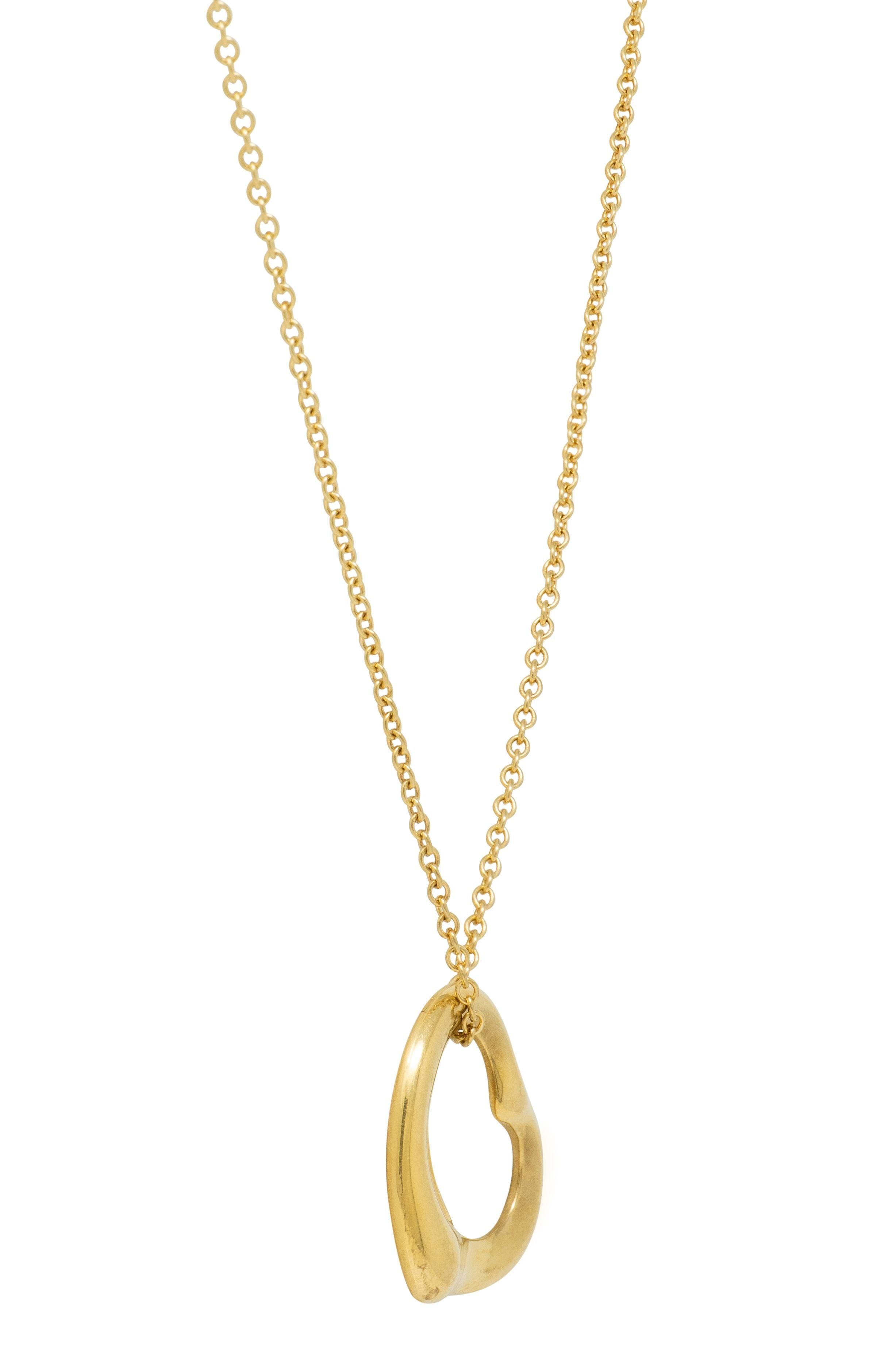 Tiffany & Co. 1990's 18 Karat Yellow Gold Vintage Small Open Heart Necklace