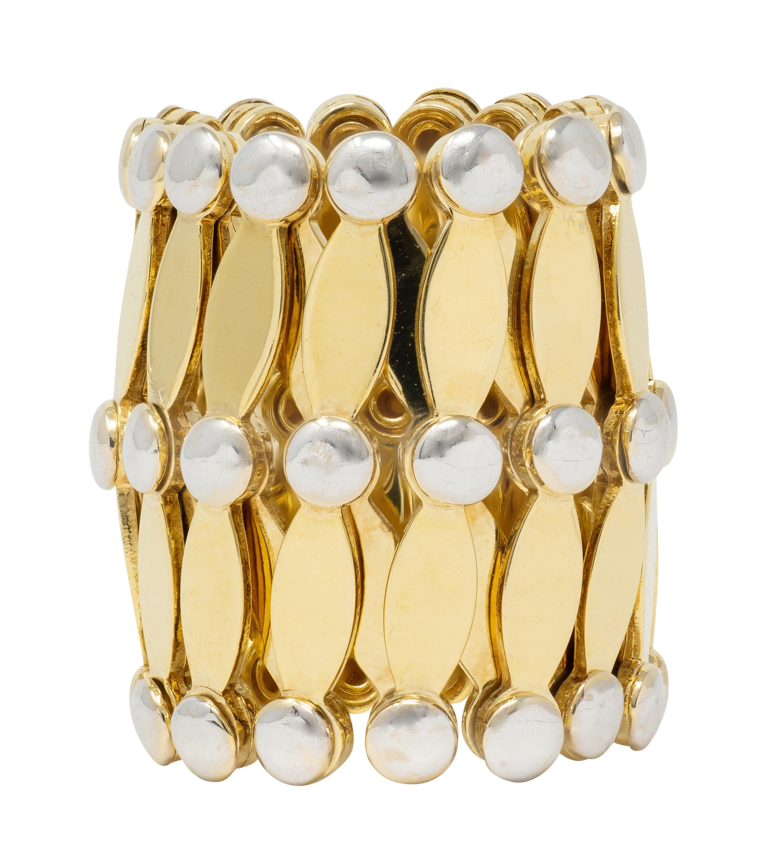 2000's 18 Karat Two-Tone Yellow Gold Expanding Universal Bracelet Ring