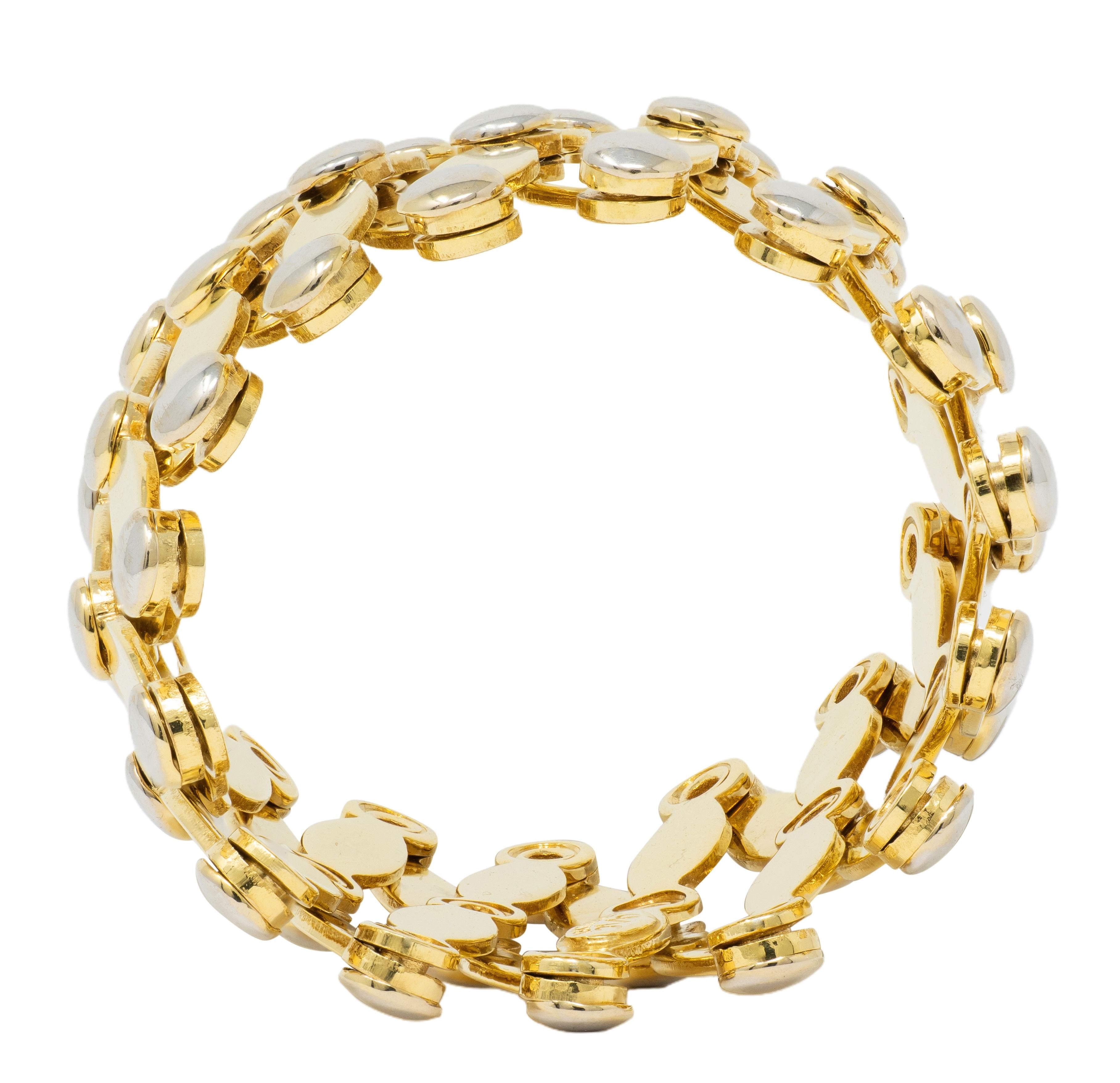 2000's 18 Karat Two-Tone Yellow Gold Expanding Universal Bracelet Ring
