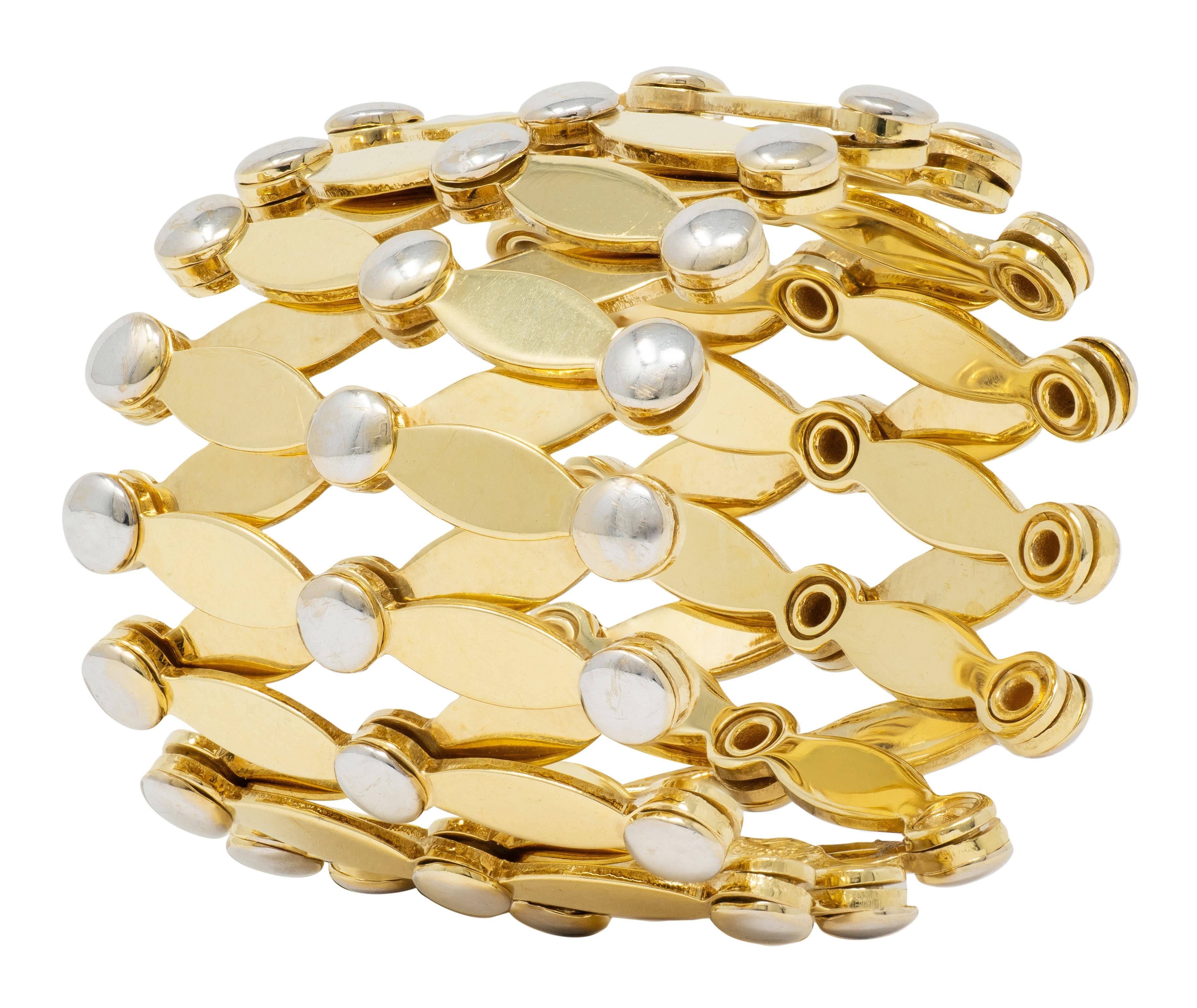 2000's 18 Karat Two-Tone Yellow Gold Expanding Universal Bracelet Ring