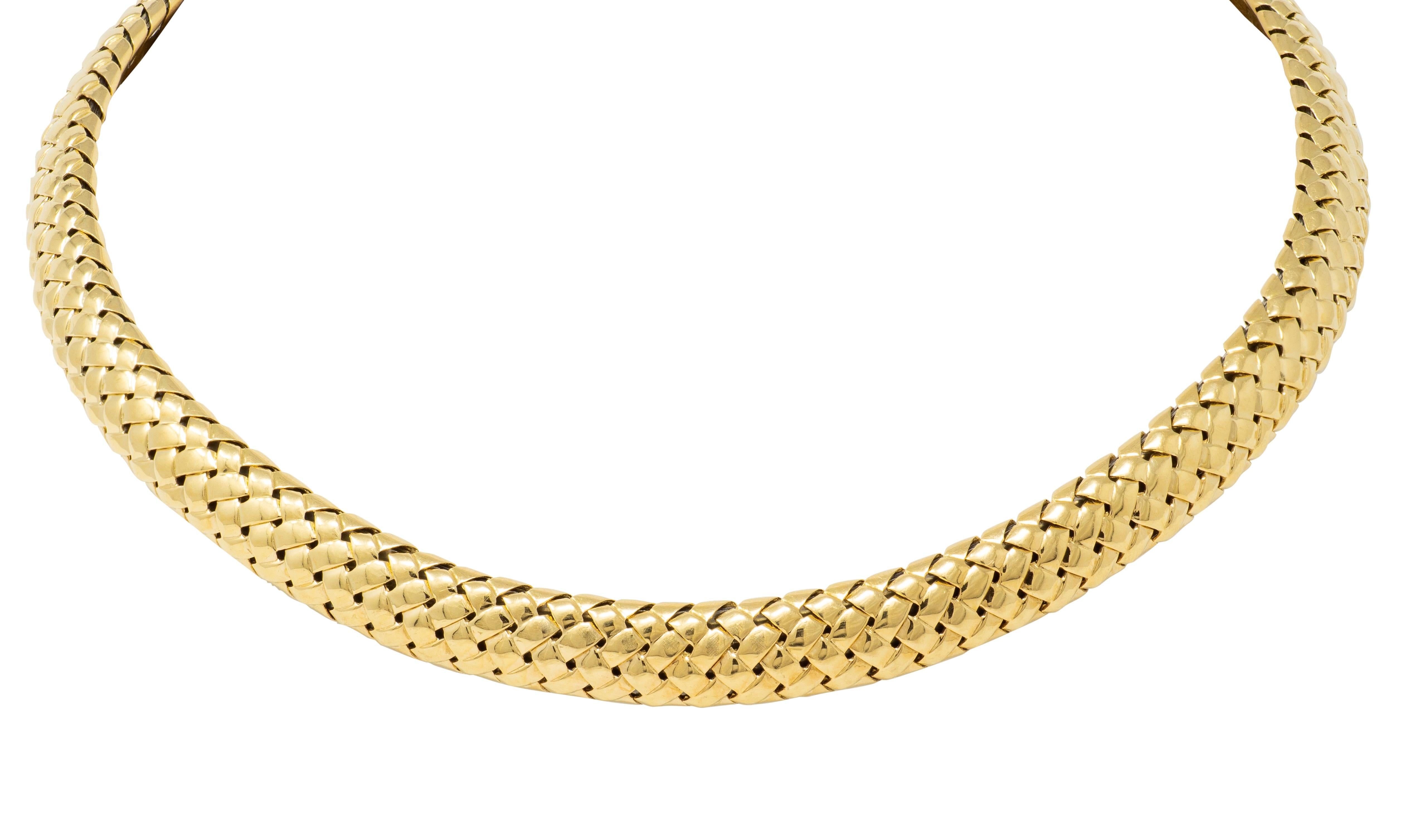 Tiffany & Co. 1997 18 Karat Yellow Gold Vintage Woven Vannerie Collar Necklace