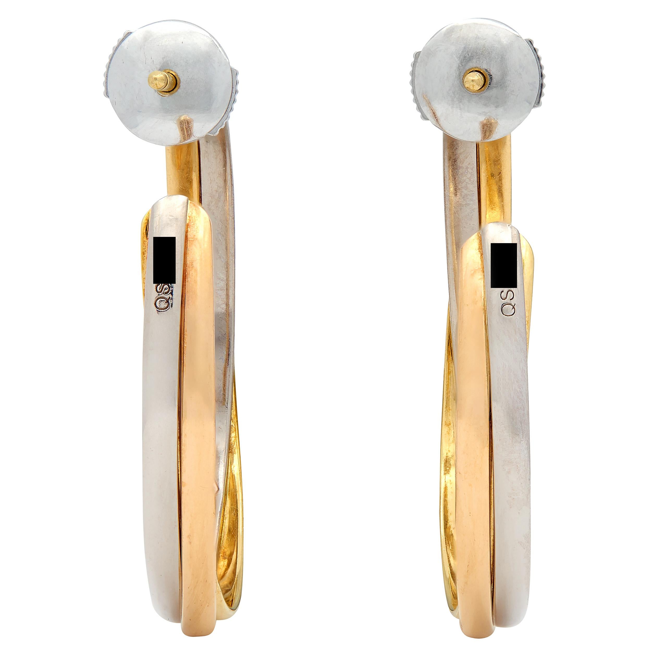 Cartier 18 Karat Tri-Colored Gold Contemporary Trinity Hoop Earrings