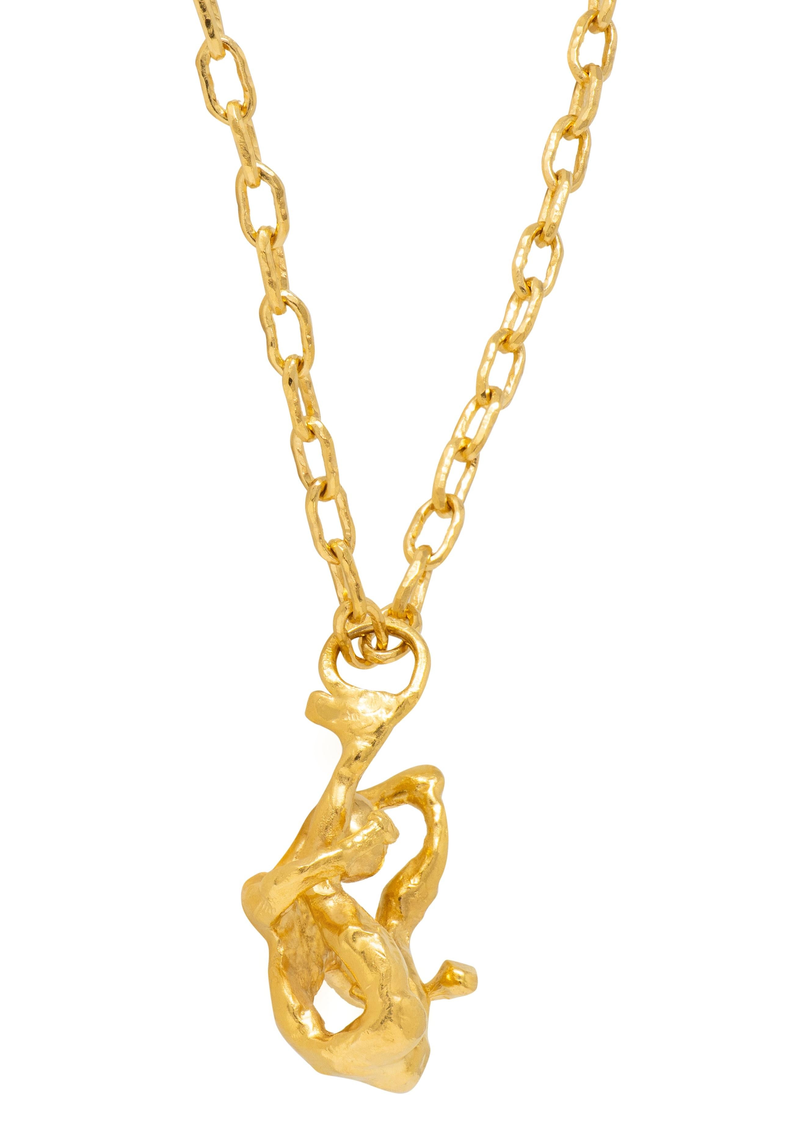 Cartier Jean Mahie French 22K Gold Vintage Erotic Brutalist Acrobat Necklace