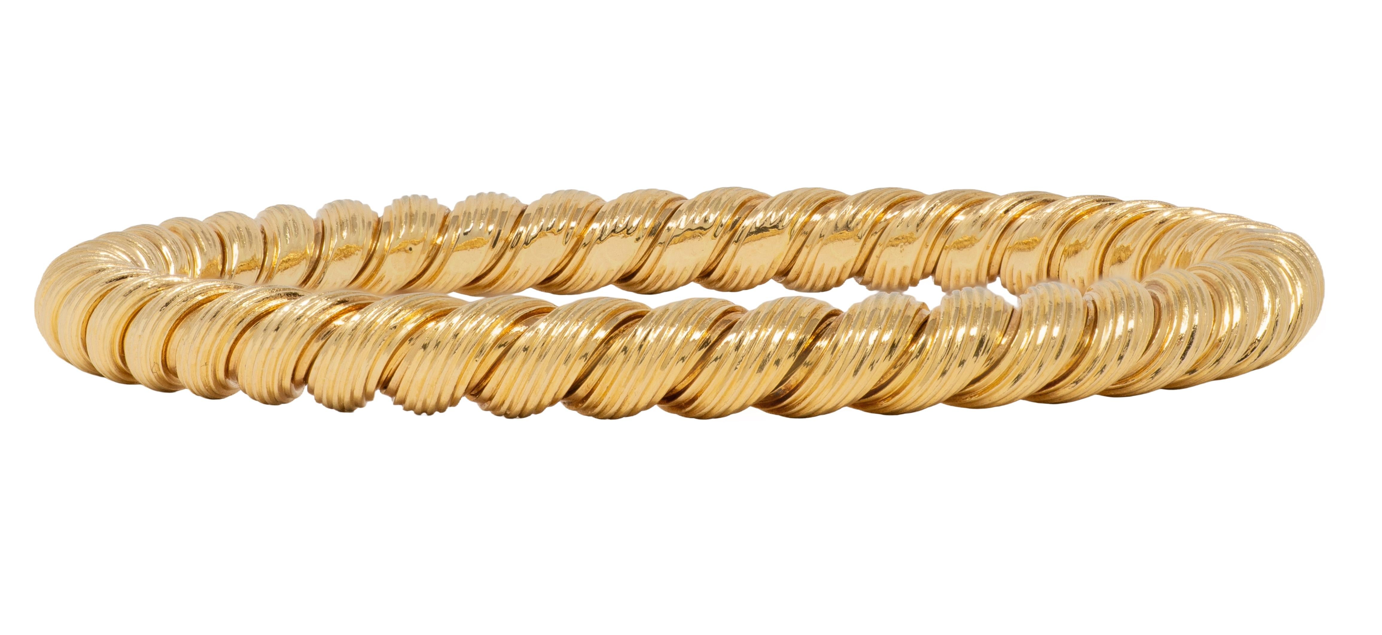 Van Cleef & Arpels 1960's 18K Yellow Gold Vintage Twisted Rope Bangle Bracelet