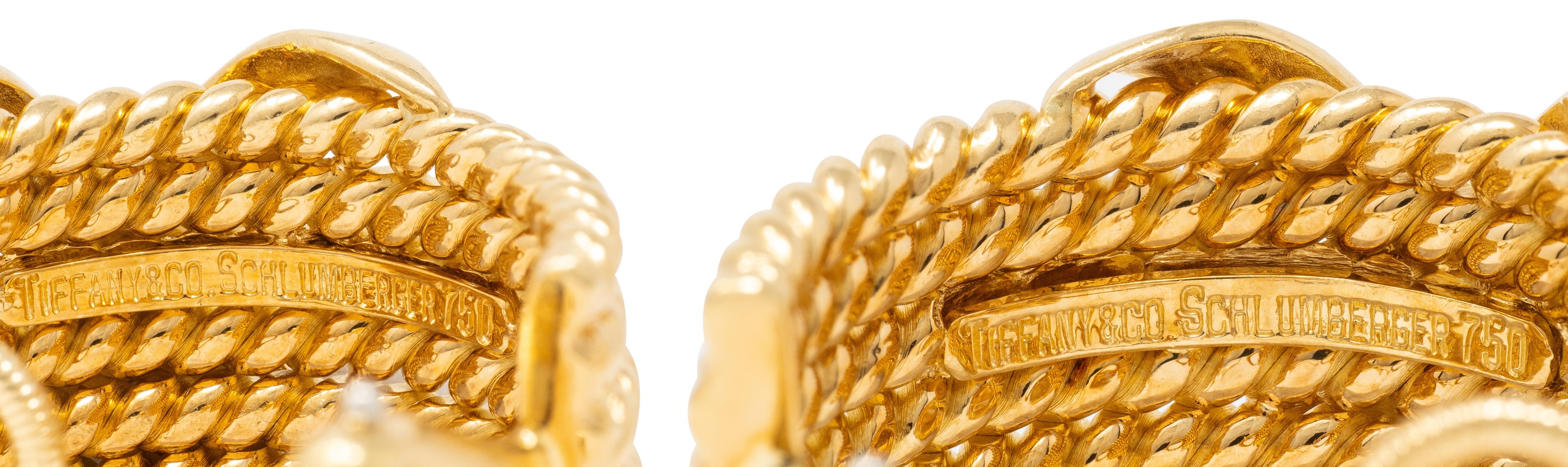 Tiffany & Co. Schlumberger 18K Gold Vintage 6 Rope X J-Hoop Ear-Clip Earrings