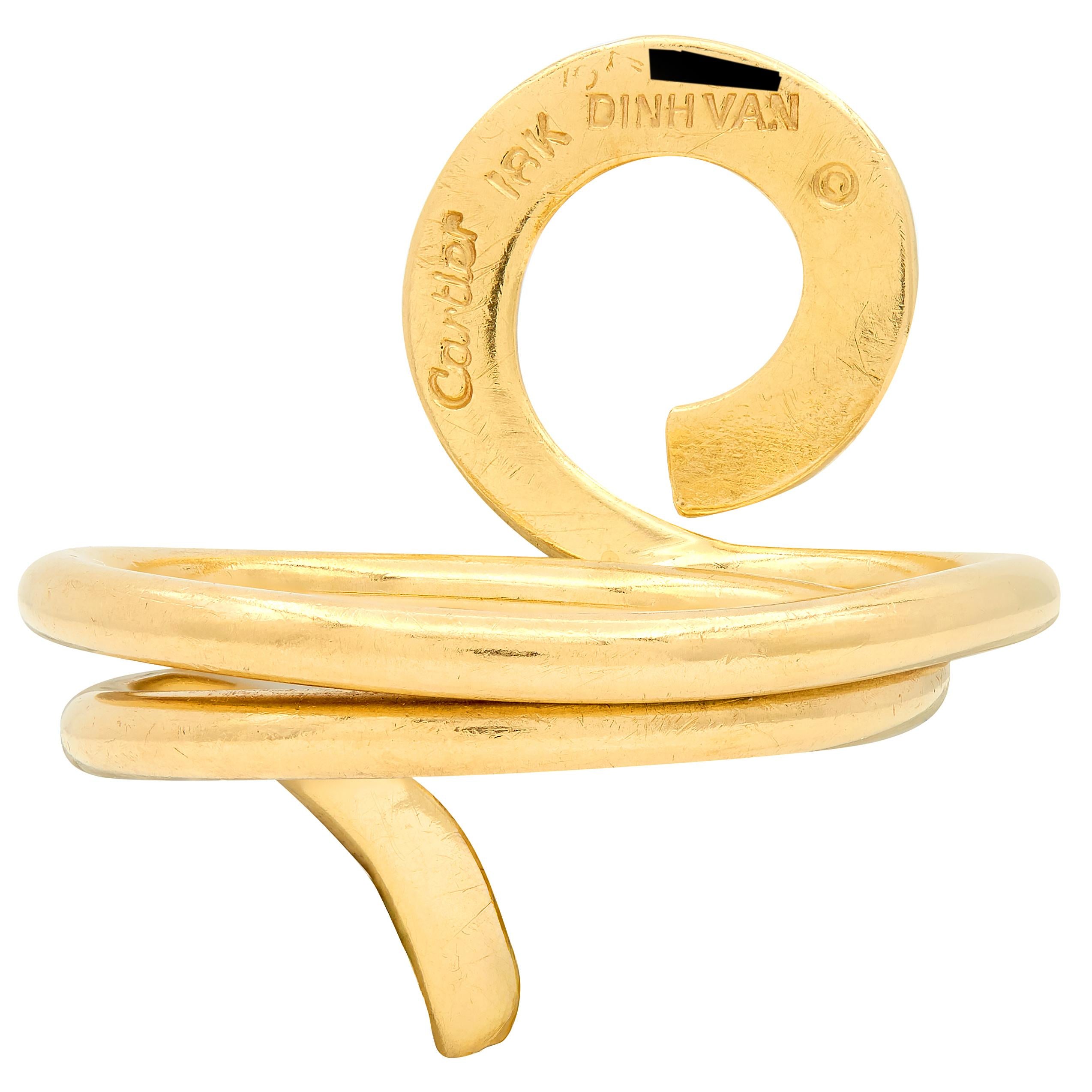 Cartier Dinh Van 1970's 18 Karat Yellow Gold Vintage Ankh Bypass Ring