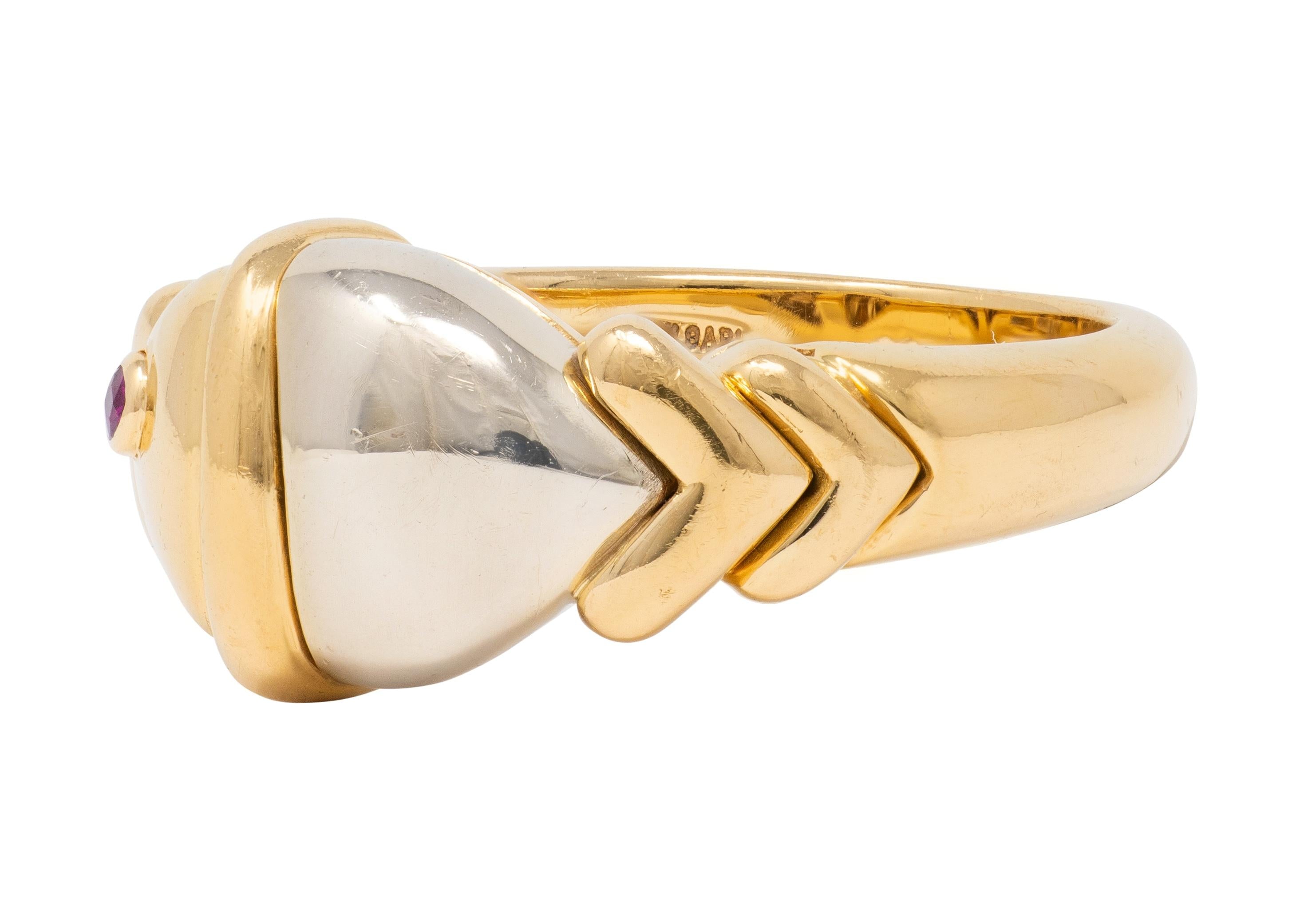 Bulgari 1990's Ruby 18 Karat Two-Tone Gold Vintage Naturalia Ring