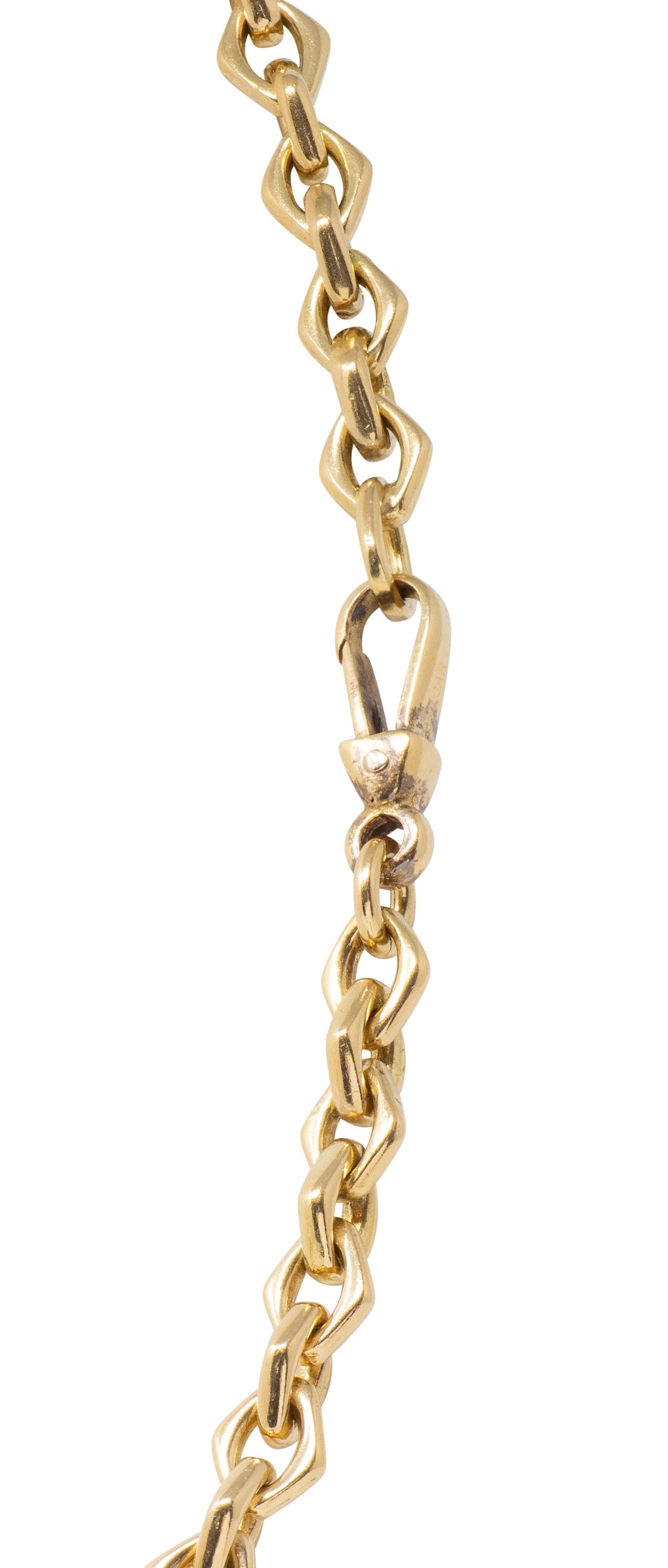 Bulgari 1970's 18 Karat Two-Tone Gold Vintage Navette Unisex Chain Link Necklace