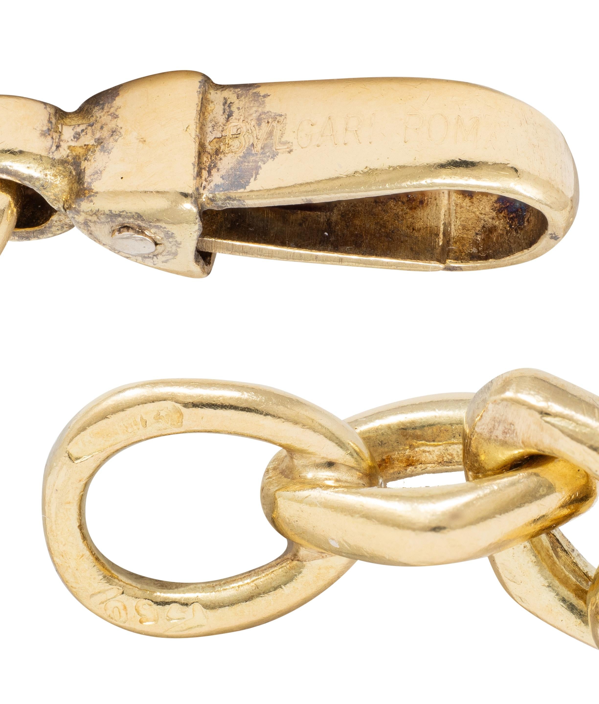 Bulgari 1970's 18 Karat Two-Tone Gold Vintage Navette Unisex Chain Link Necklace