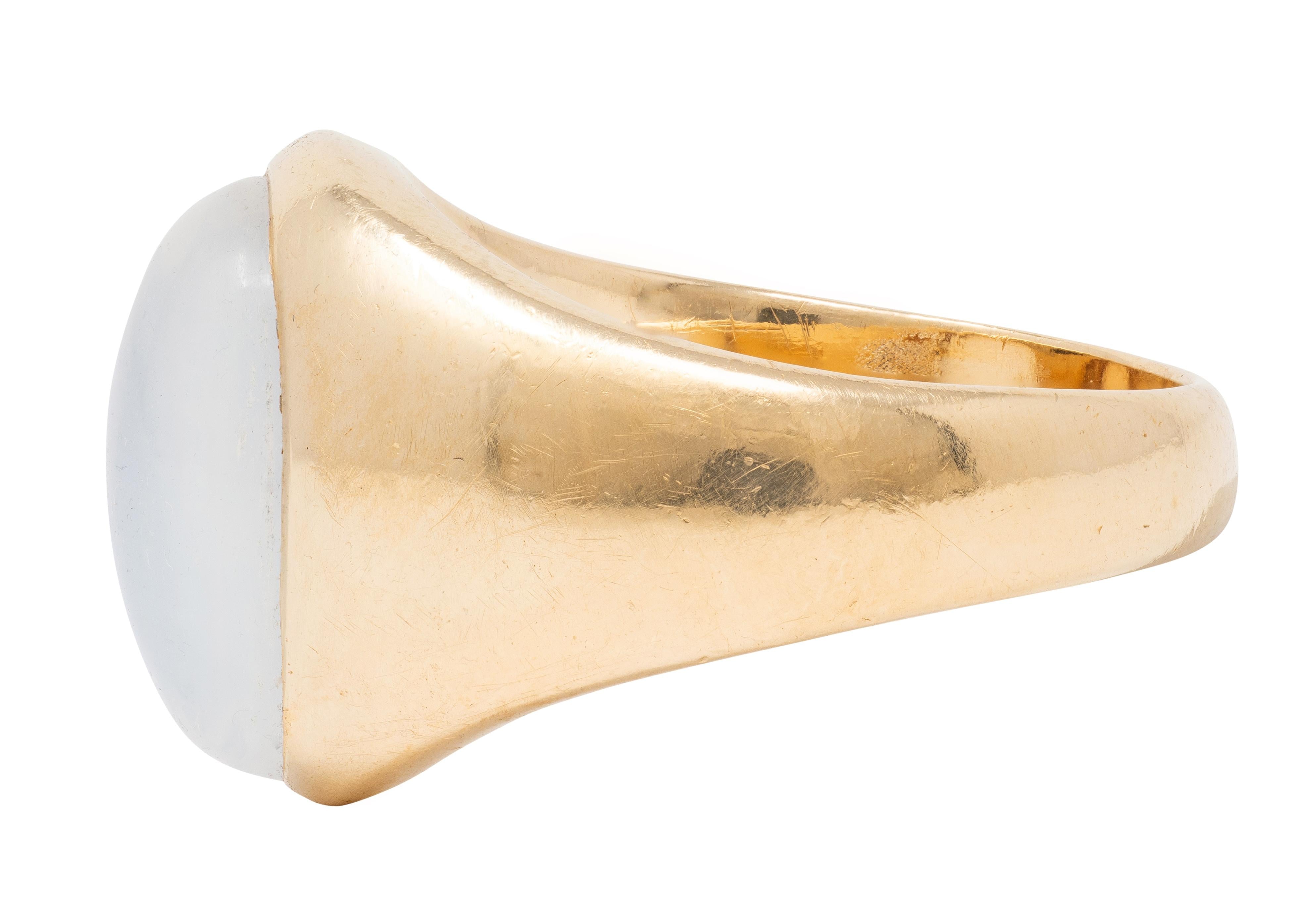 Victorian Moonstone 14 Karat Yellow Gold Antique Unisex Ring