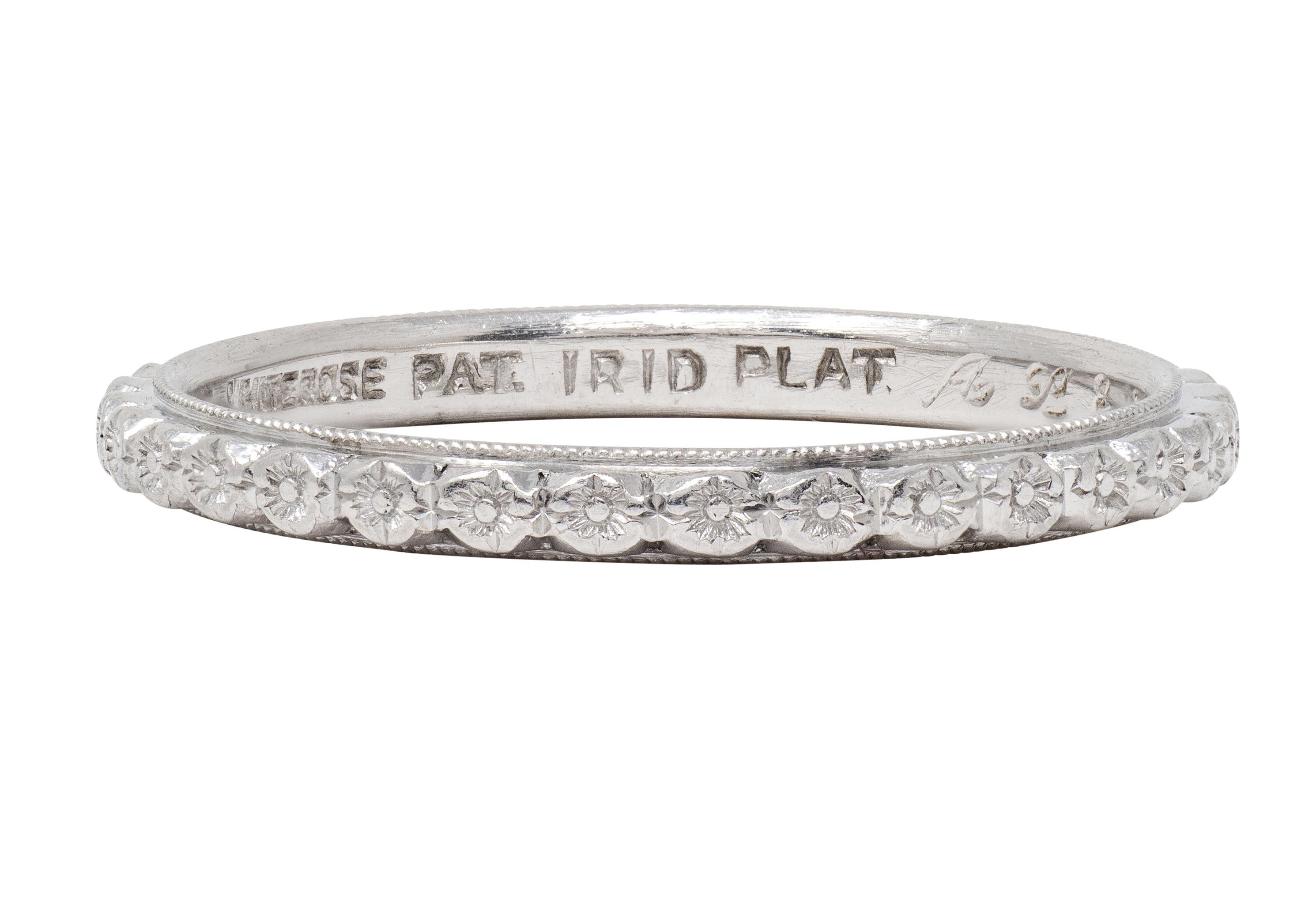 Art Deco White Rose Platinum Vintage Orange Blossom Wedding Band Ring
