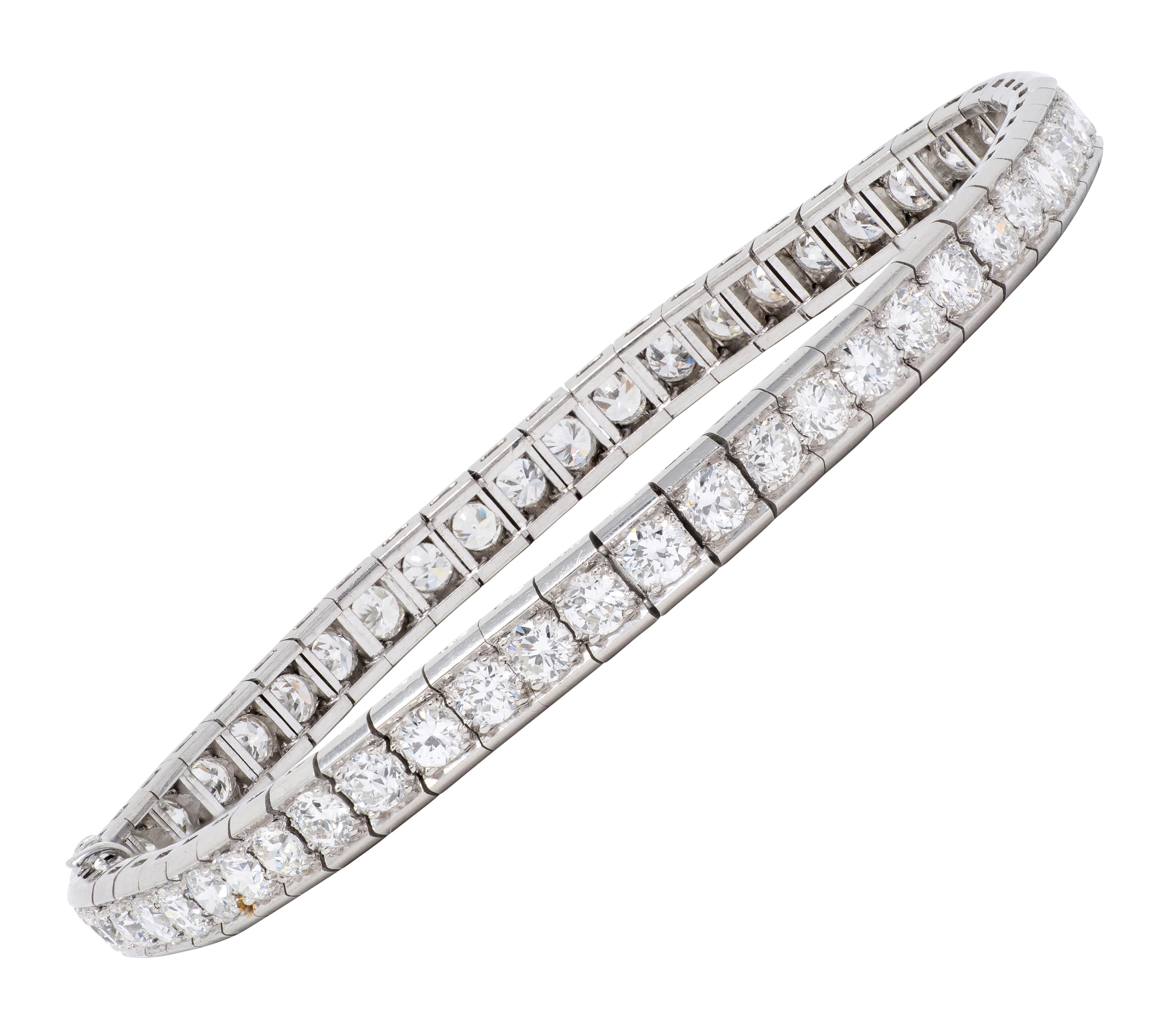1950's Old European Cut Diamond Platinum Vintage Line Bracelet