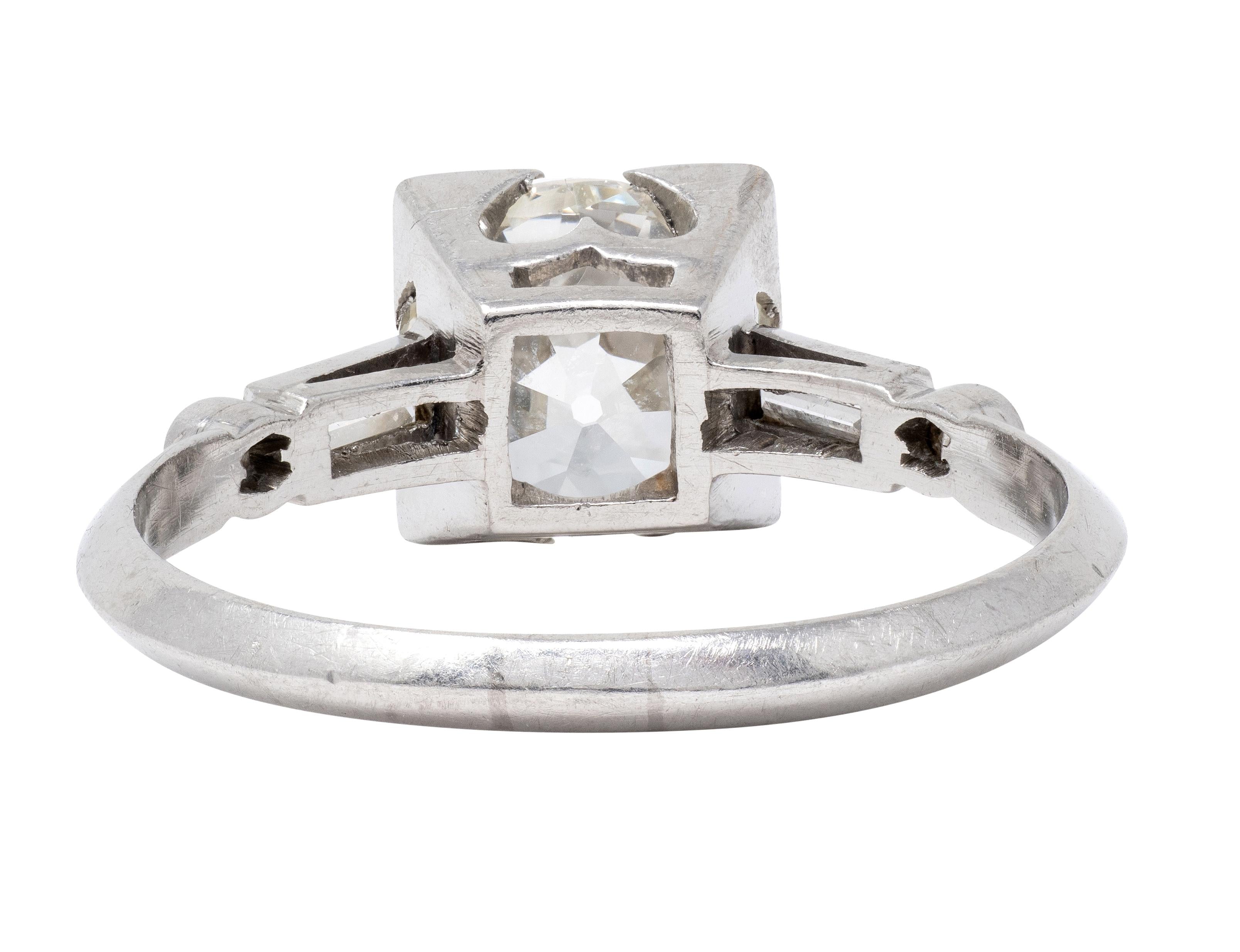 Mid-Century Old European Cut Diamond Platinum Vintage Engagement Ring