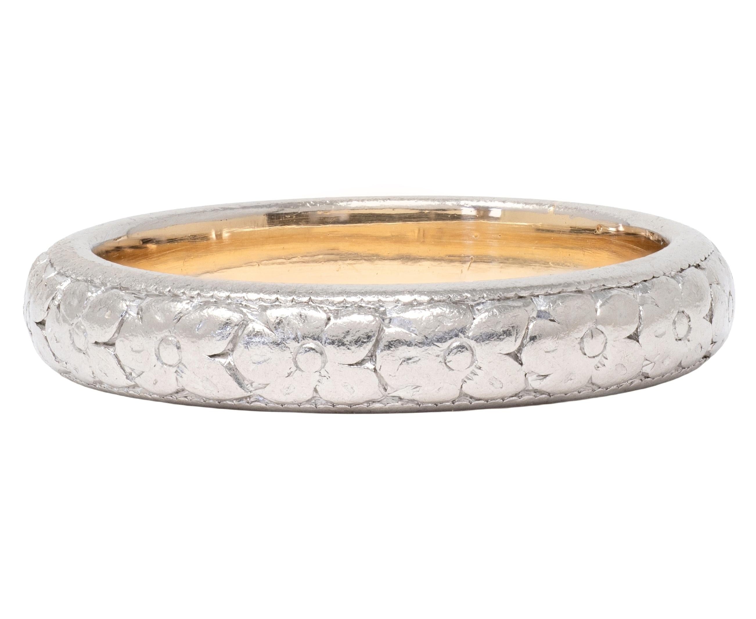 Art Deco 18 Karat Gold Platinum Vintage Orange Blossom Wedding Band Ring